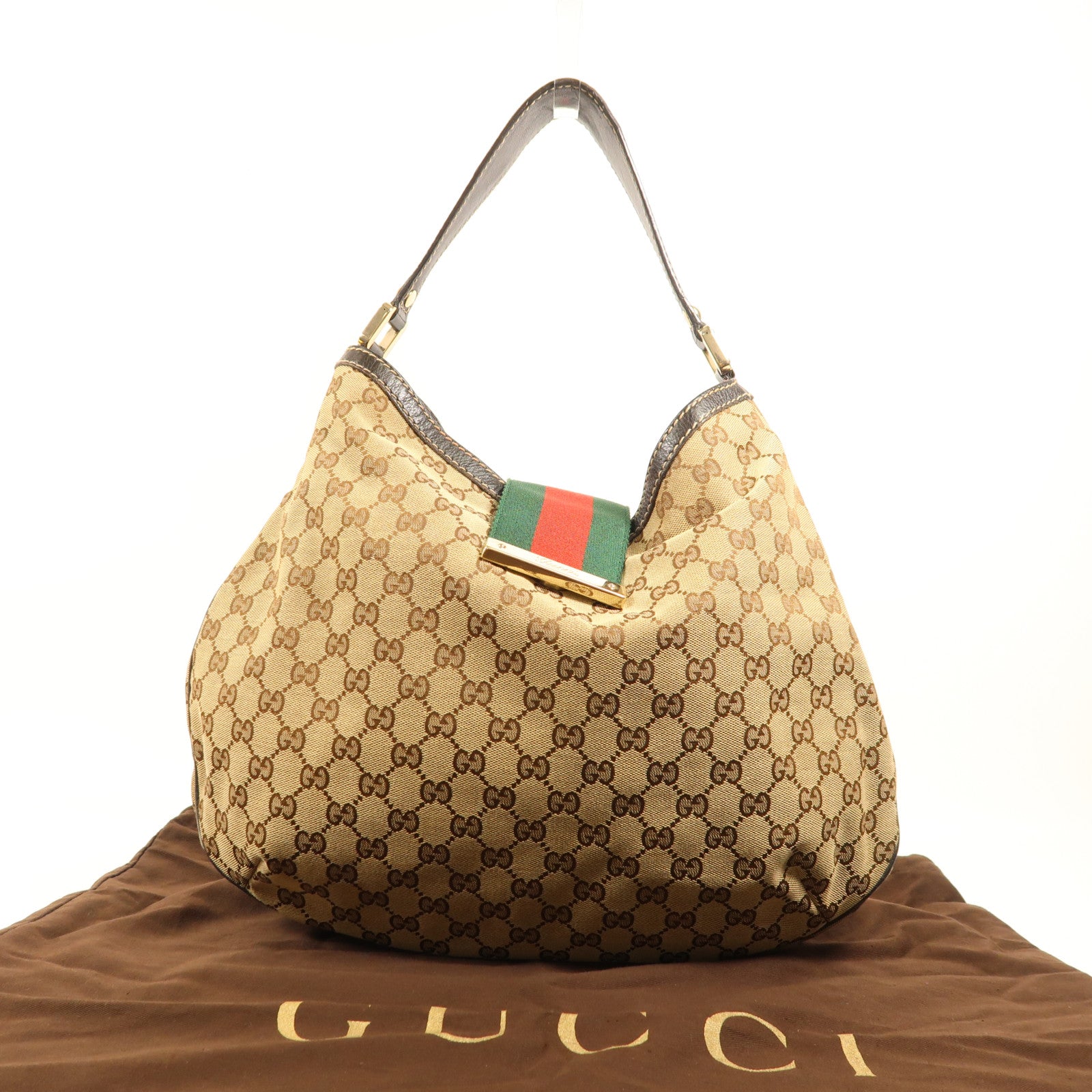 GUCCI 帆布Shoulder Bag金扣肩背袋