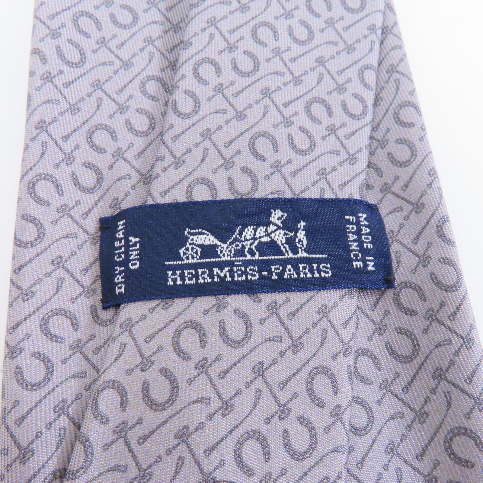 HERMES 絲質Tie領帶灰色
