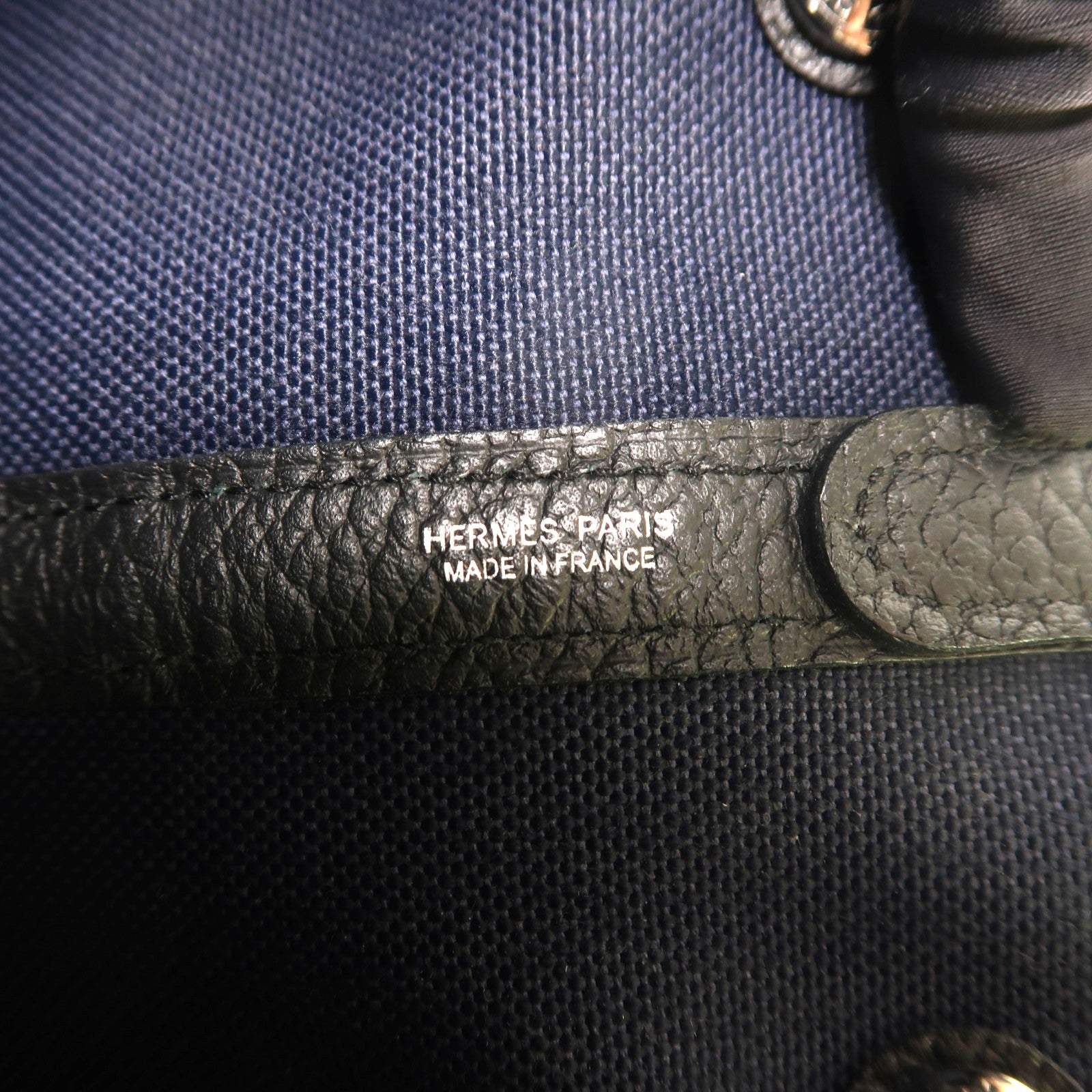 HERMES 帆布Garden Party Pocket PM銀扣手挽肩背兩用袋Bleu Nuit