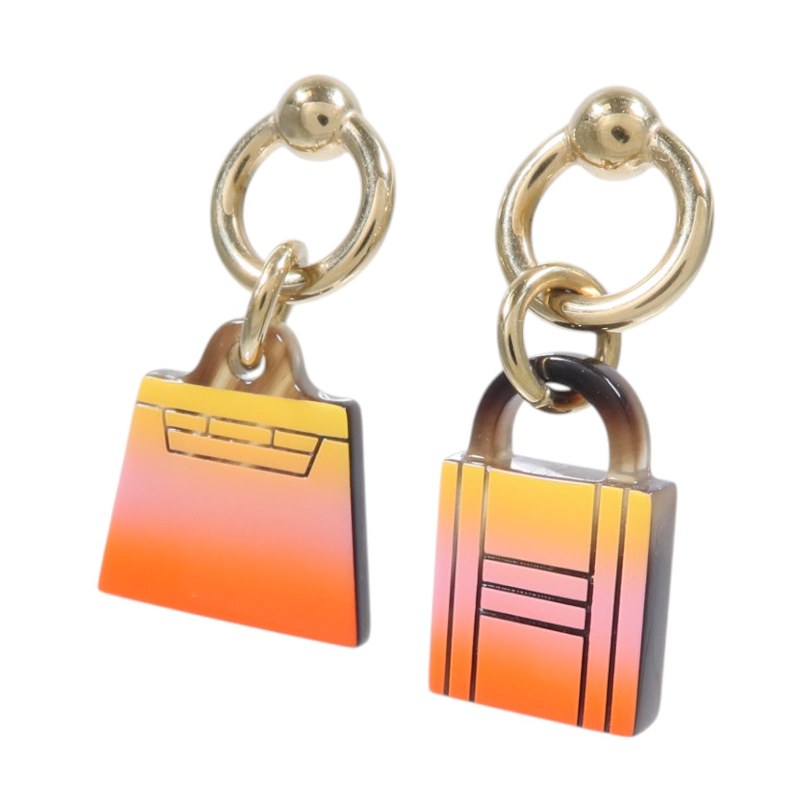 HERMES 金屬/水牛角Fusion Amulette Maroquinier Earrings耳環