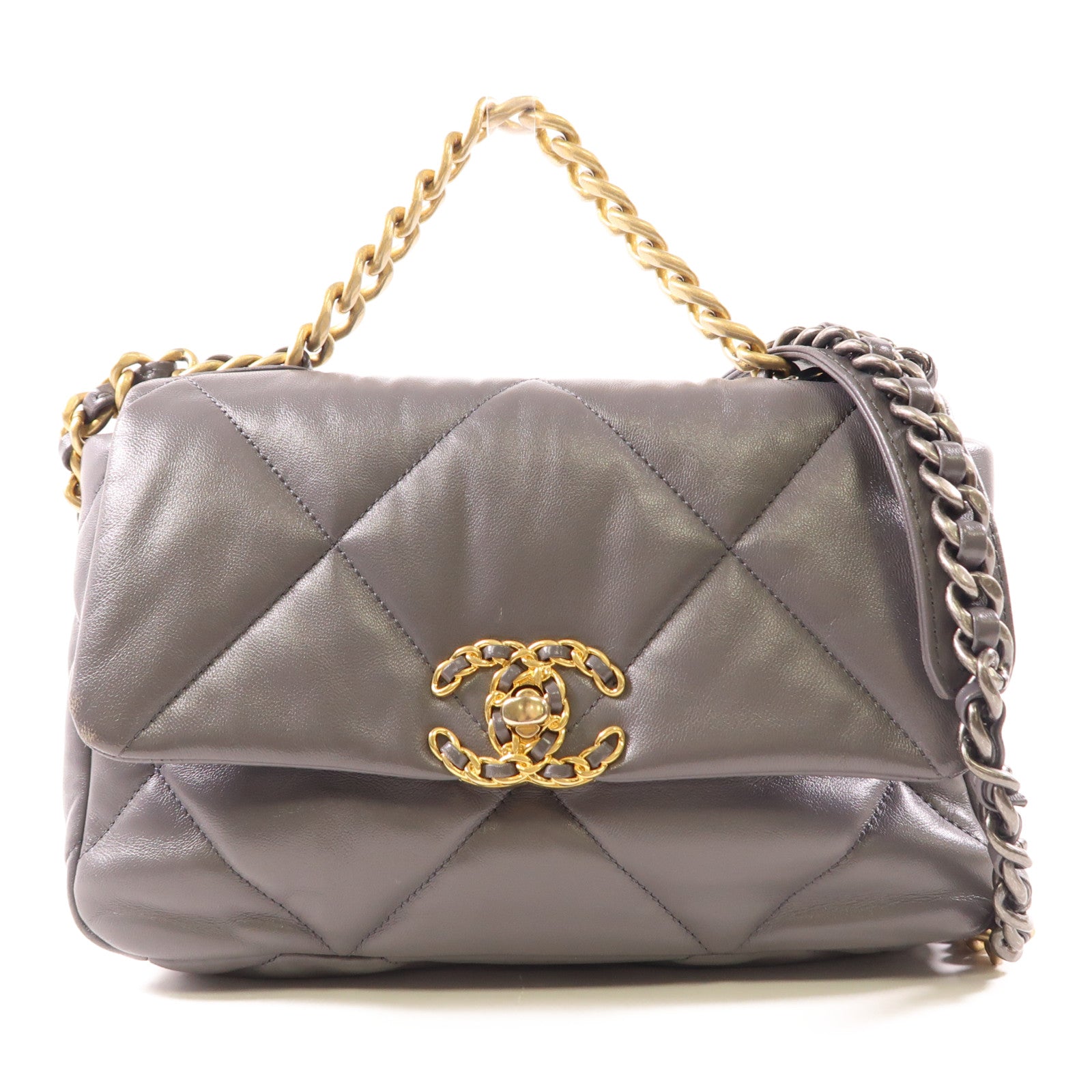 CHANEL 羊皮皮革Chanel 19 Small金扣手挽肩背兩用袋