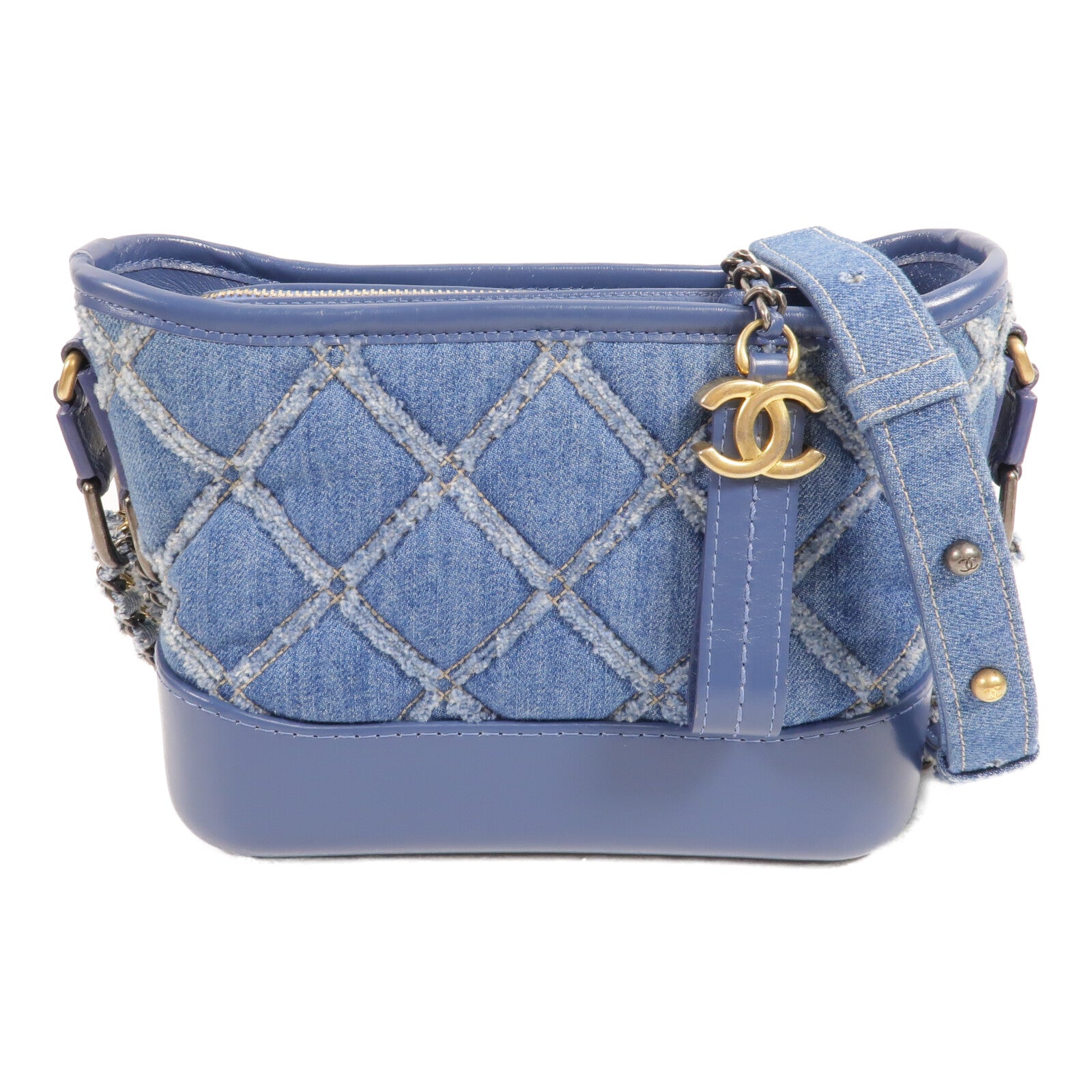 CHANEL 牛仔布Gabrielle Small鏈帶肩背袋