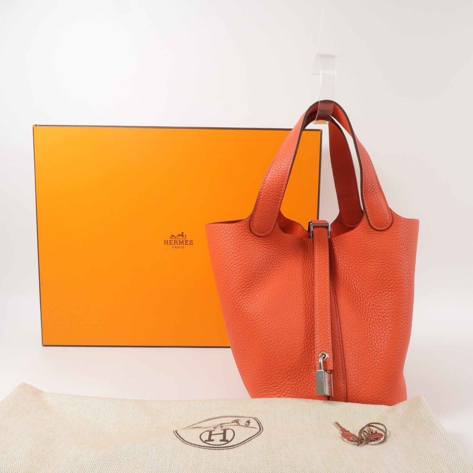 HERMES Clemence皮革Picotin PM手挽袋Rouge Pivoine