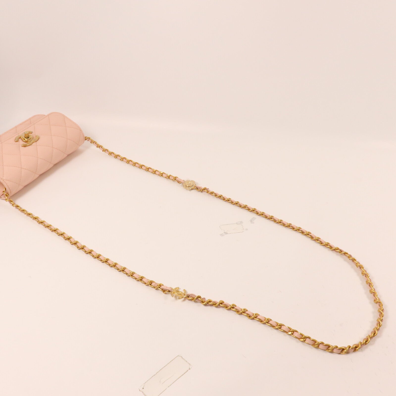 CHANEL 牛皮皮革Sweet Camellia Flap Phone Bag鏈帶肩背袋
