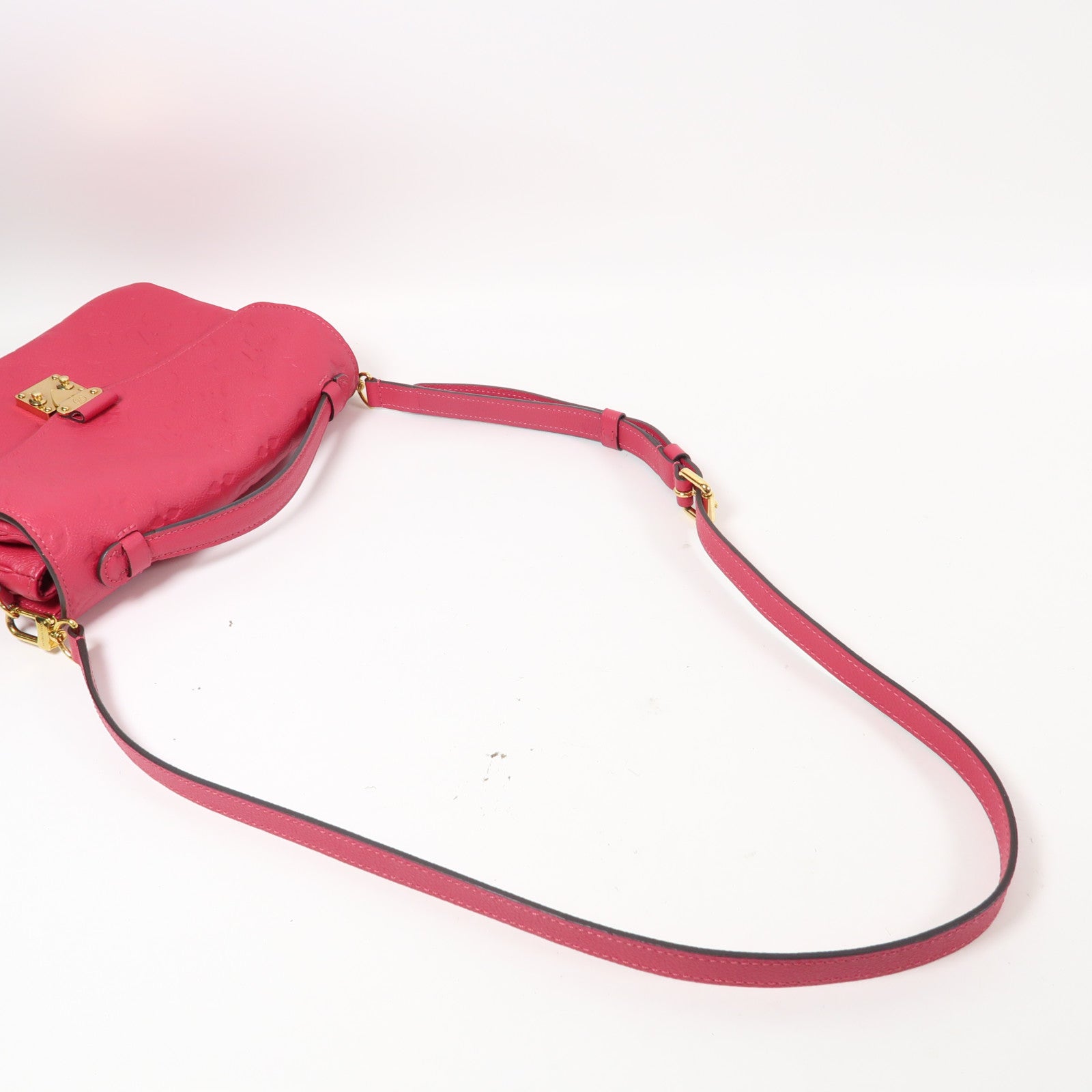 LOUIS VUITTON Monogram Empreinte Pochette Metis金扣手挽肩背兩用袋粉紅色