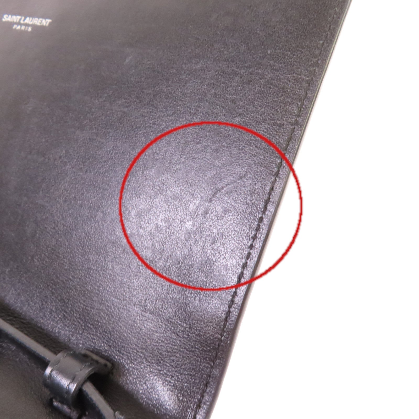 SAINT LAURENT 牛皮皮革Chain Shoulder Bag銀扣鏈帶肩背袋黑色