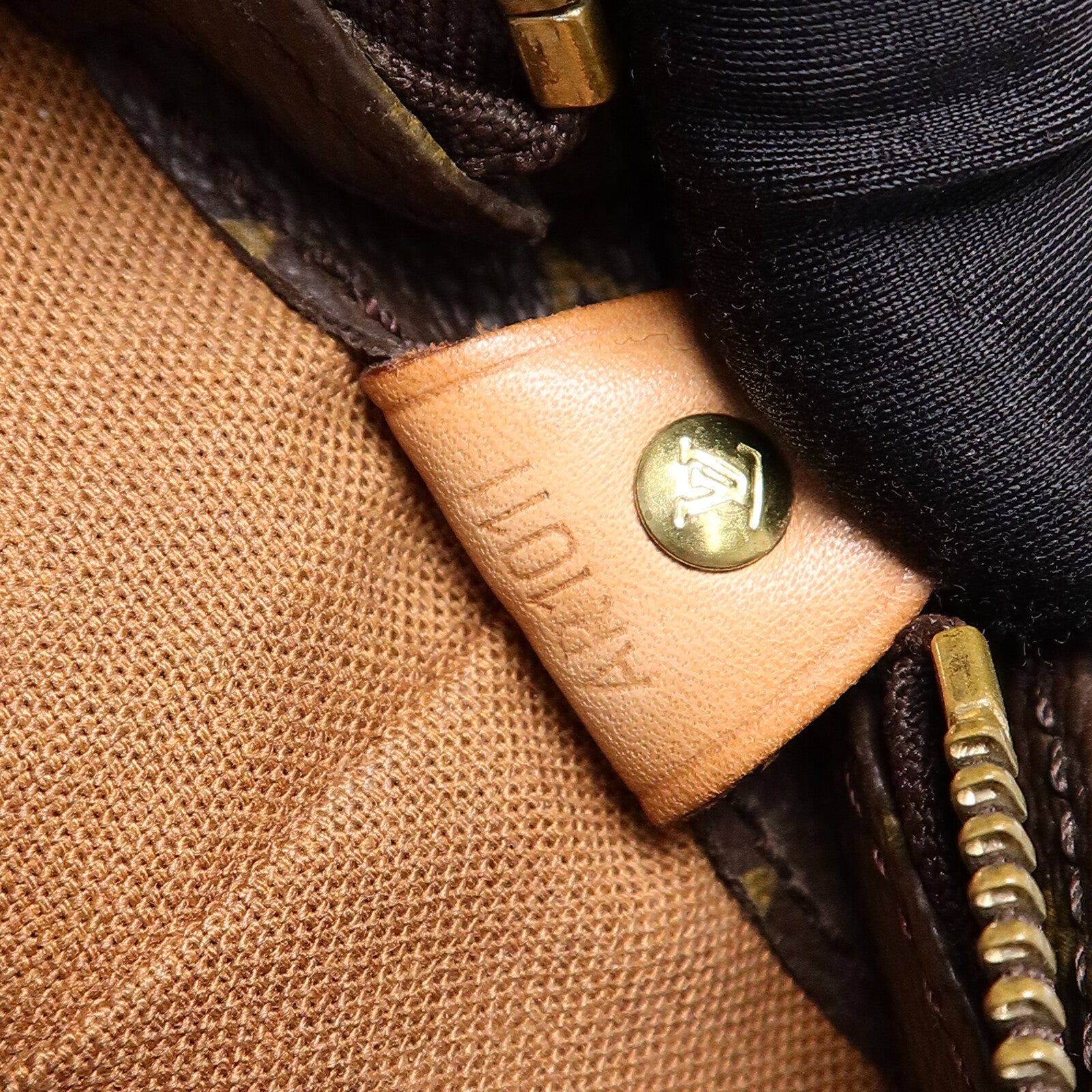 LOUIS VUITTON Monogram Cabas Mezzo金扣肩背袋棕色