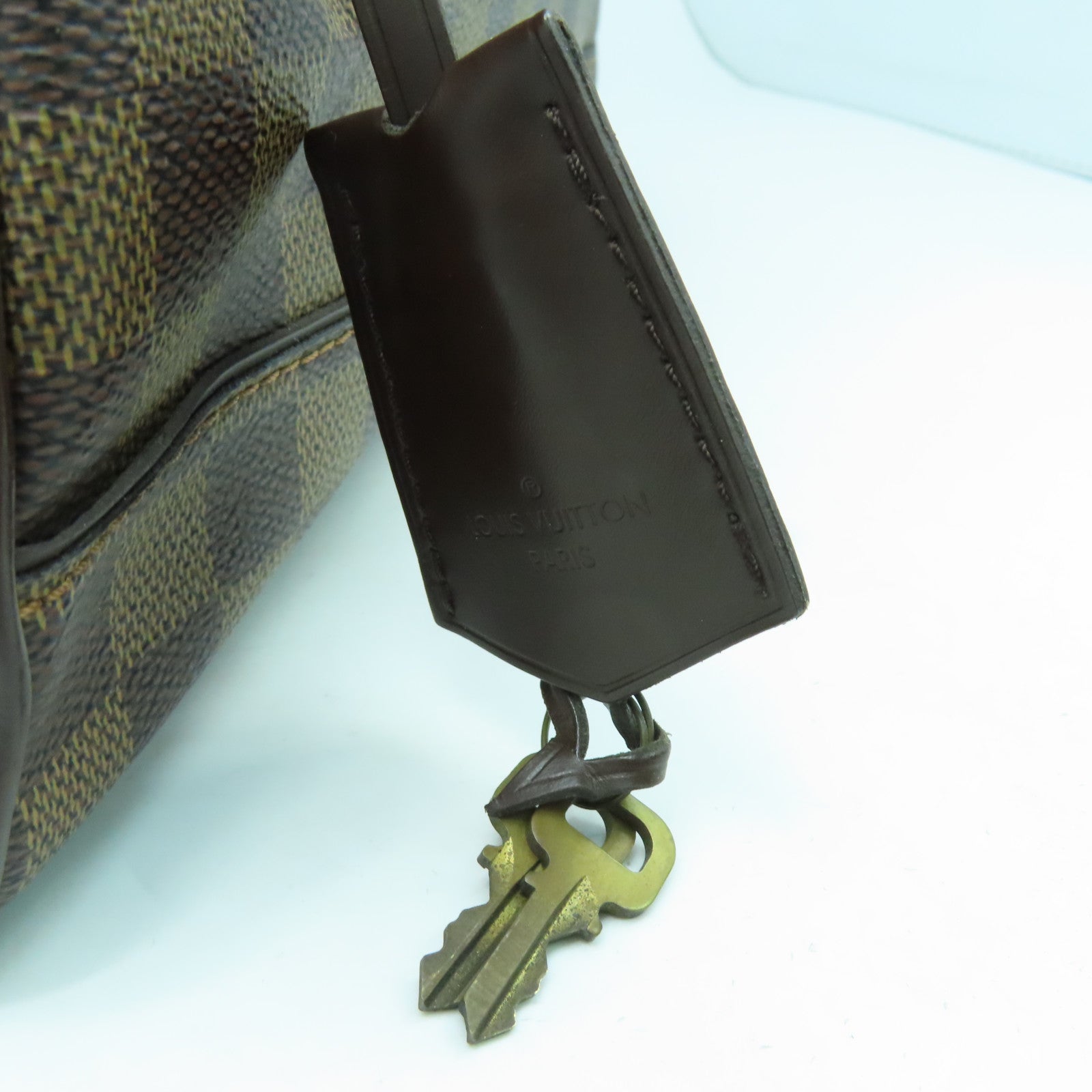LOUIS VUITTON 【清倉大減價】Damier Ebene Duomo金扣手挽袋啡色