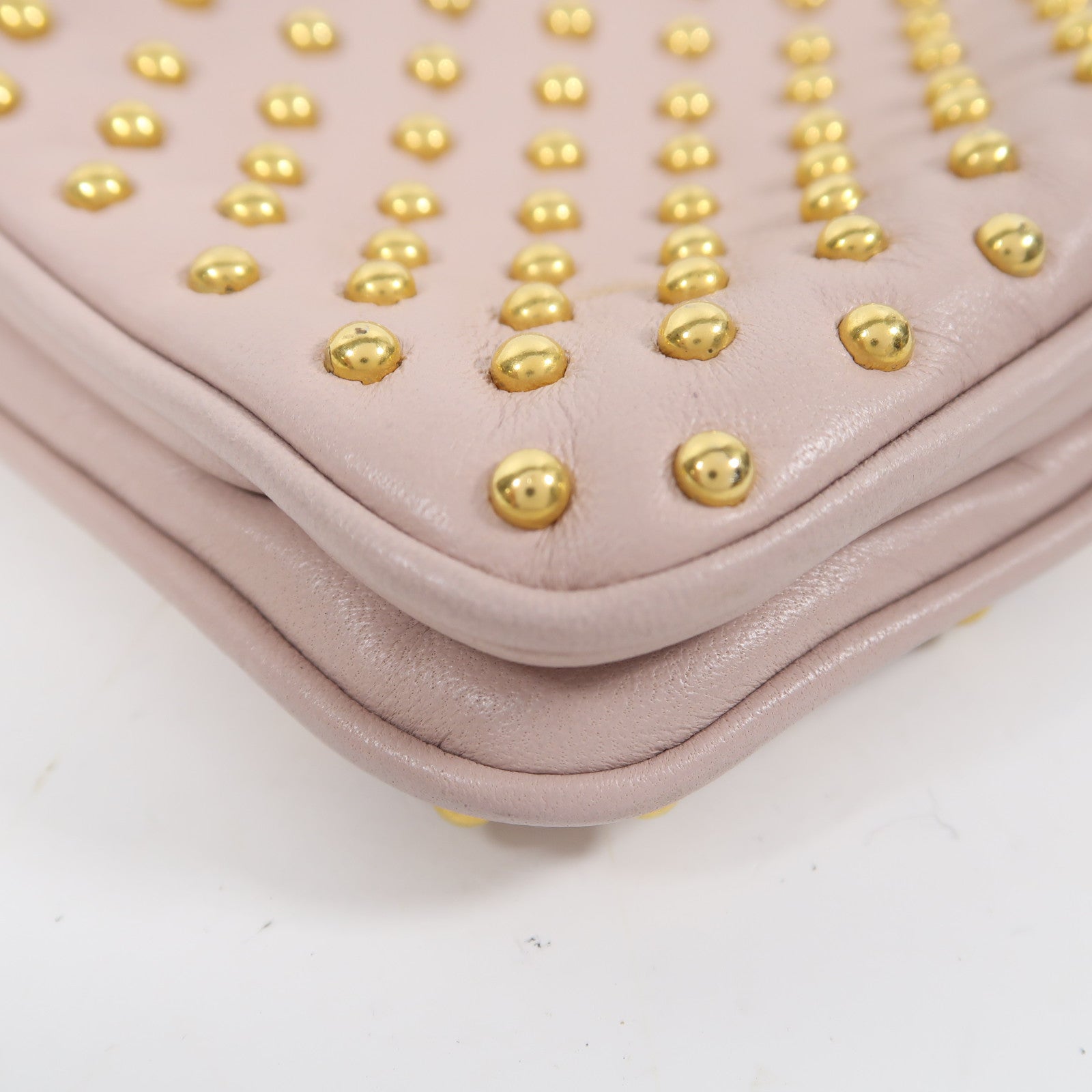 Miu Miu 牛皮皮革Shoulder Bag金扣肩背袋粉紅色