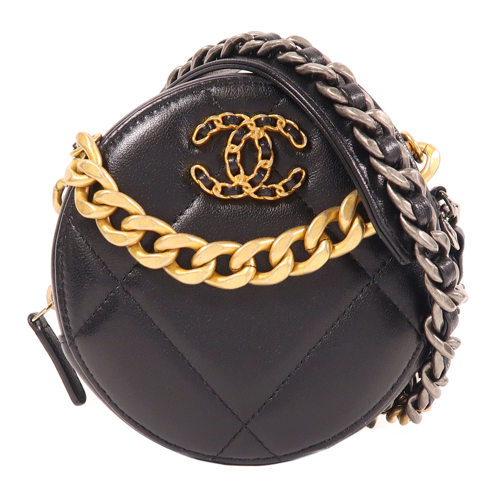 CHANEL CC GHW Chain Shoulder Bag Leather Black