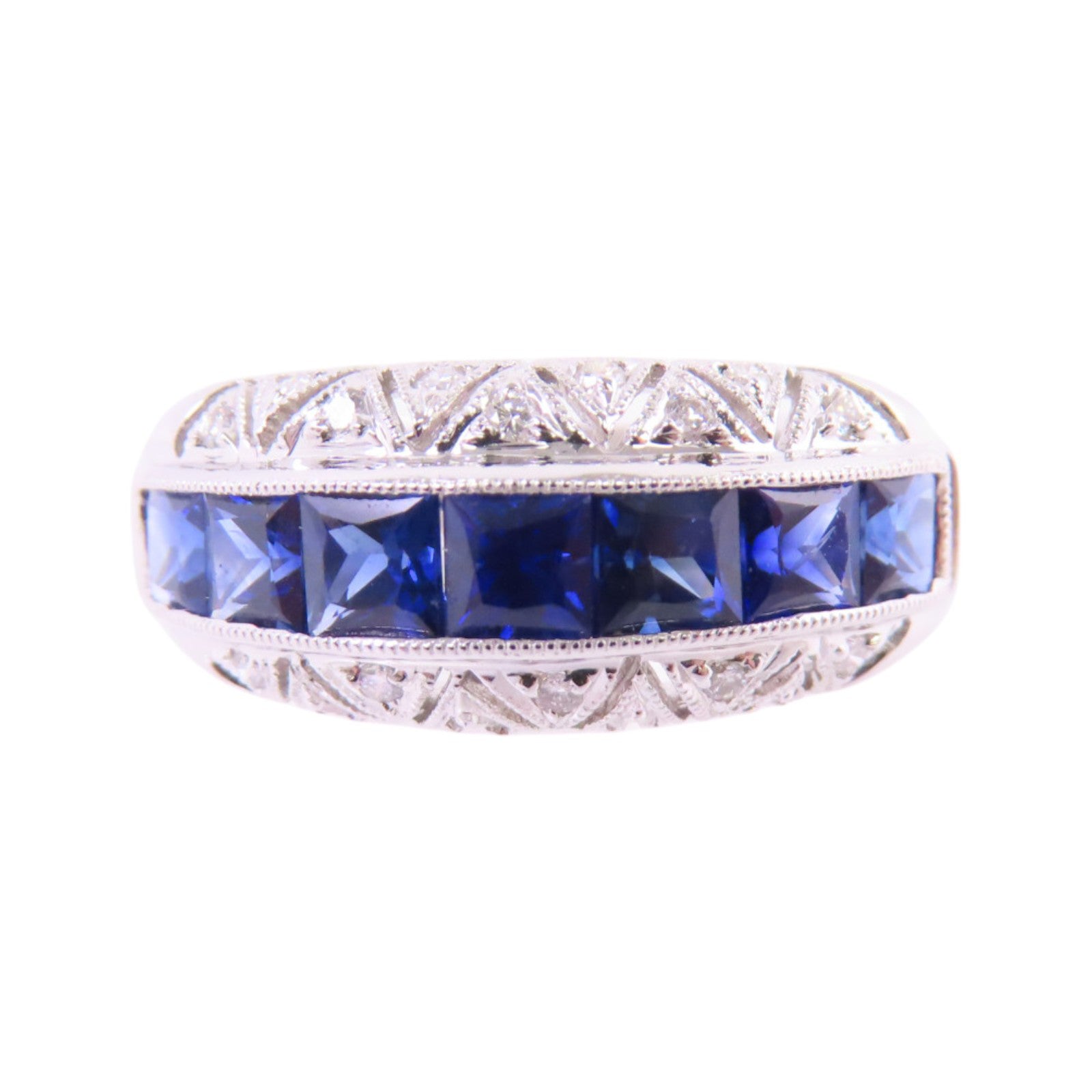 JEWELRY 18K白金/藍寶石/鑽石Sapphire Diamond Ring戒指US#5.75