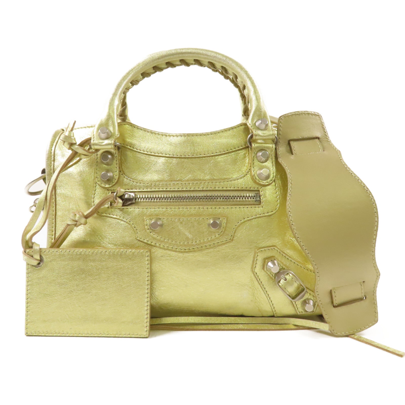 BALENCIAGA 牛皮皮革Mini City銀扣手挽肩背兩用袋