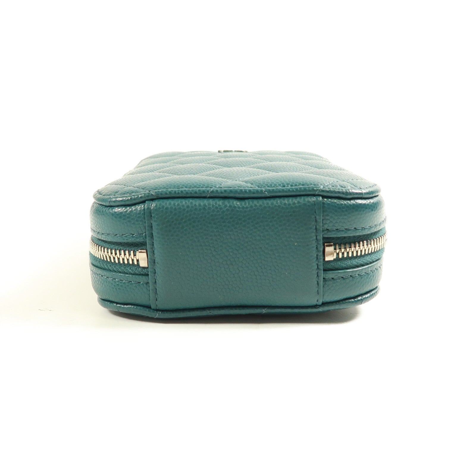 CHANEL CC SHW Phone Bag Chain Shoulder Bag Calfskin Leather Green