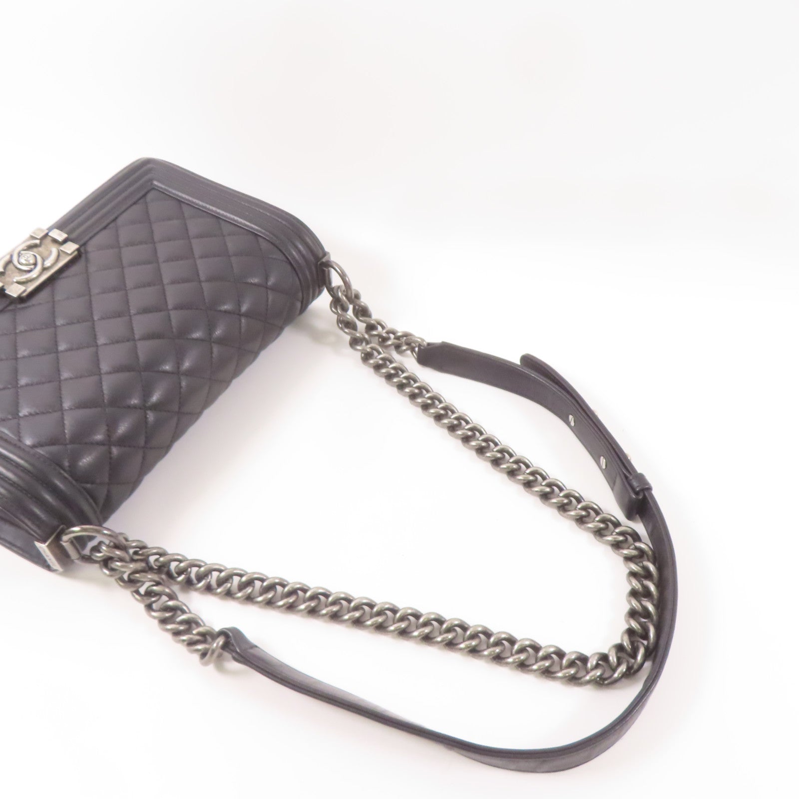 CHANEL【激減優惠】 牛皮皮革Boy 25鏈帶肩背袋黑色