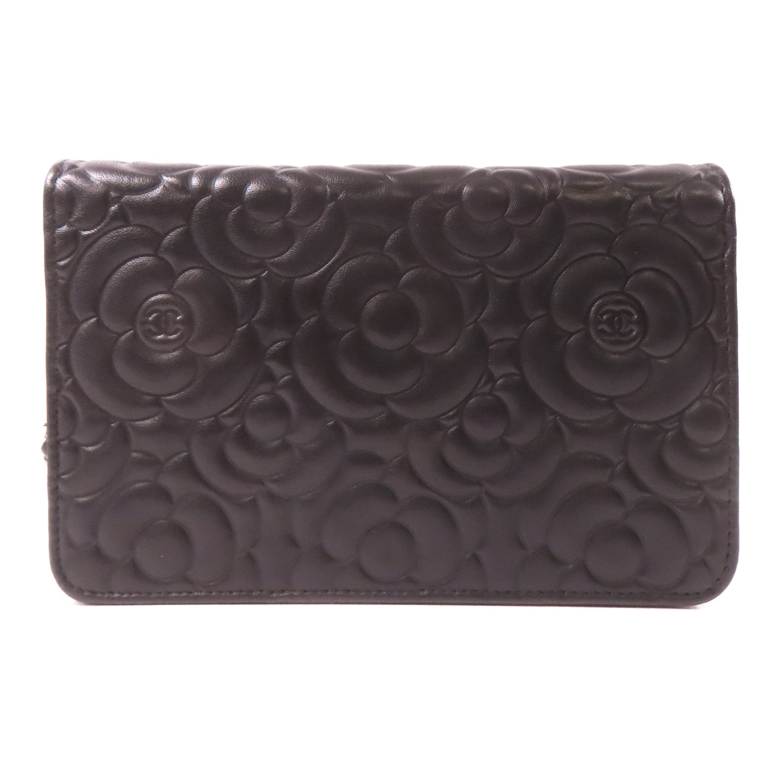 CHANEL 羊皮皮革WOC Wallet On Chain銀扣鏈帶肩背袋黑色
