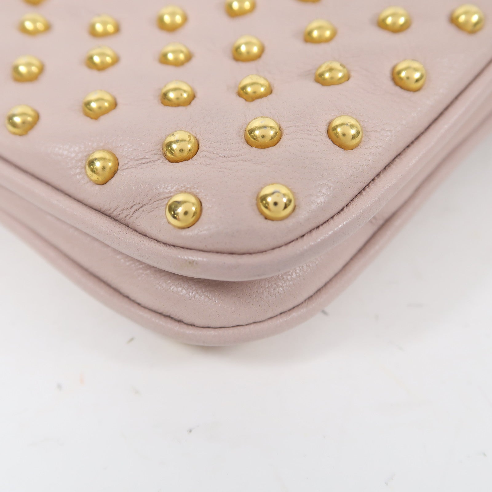 Miu Miu 牛皮皮革Shoulder Bag金扣肩背袋粉紅色