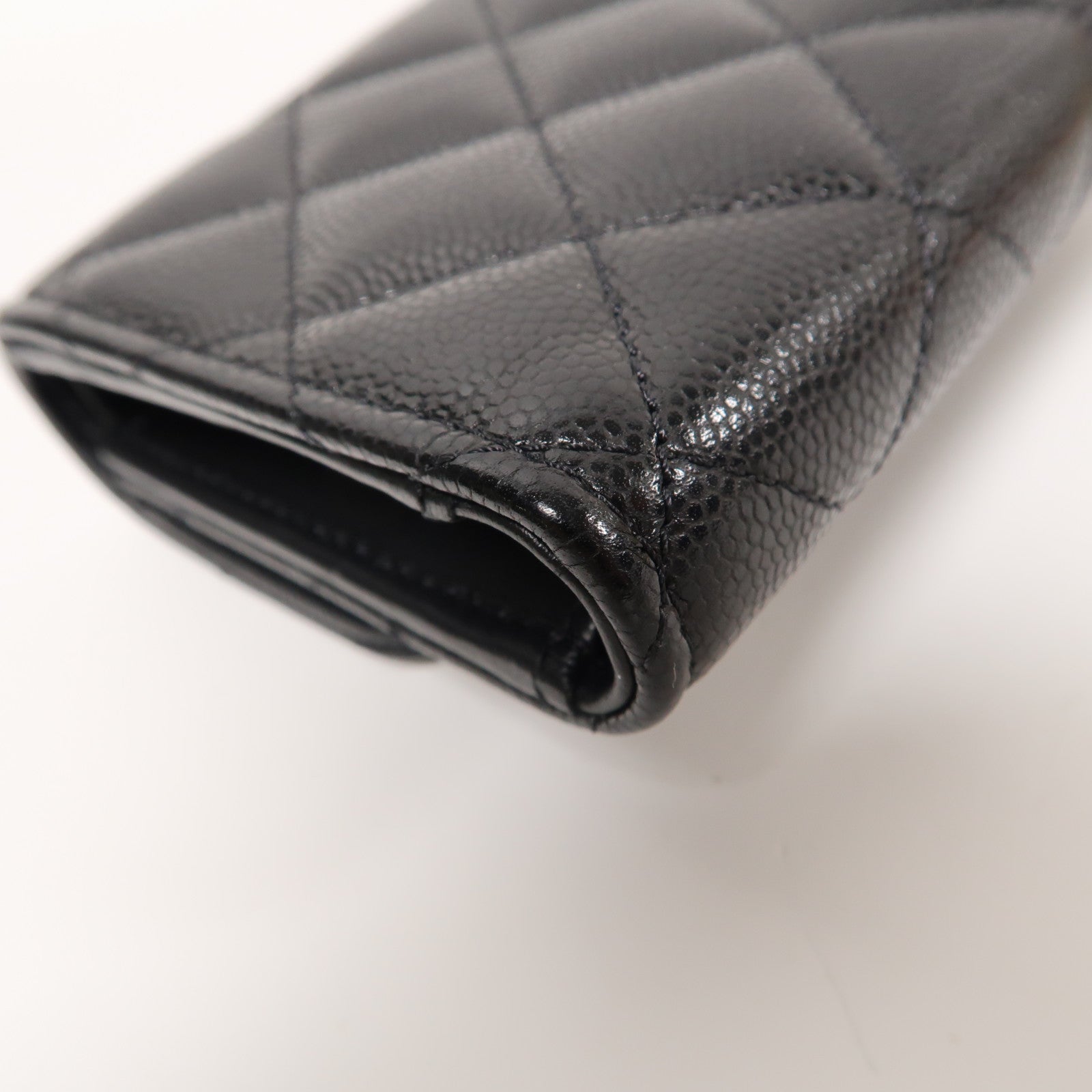 CHANEL 菱格Caviar皮革Small Flap Wallet金扣折疊錢包黑色