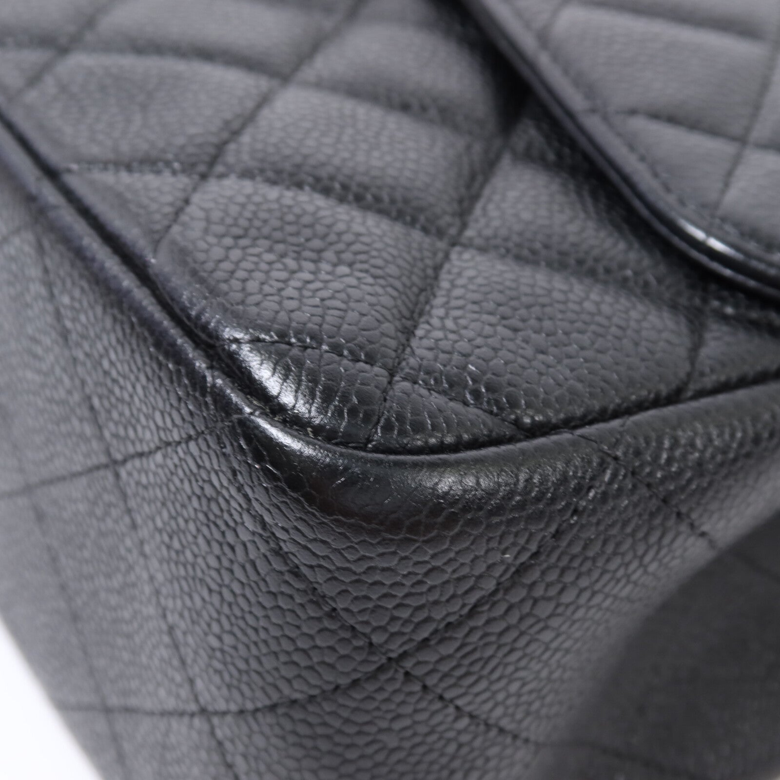 CHANEL 牛皮皮革Large Classic銀扣鏈帶肩背袋