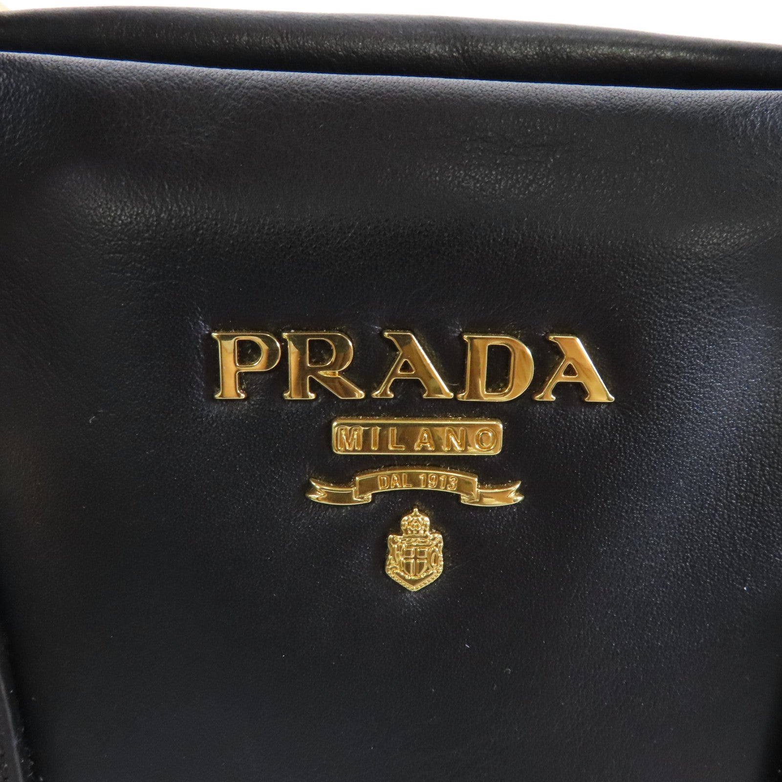 PRADA 牛皮皮革Shoulder Bag金扣手挽肩背兩用袋黑色