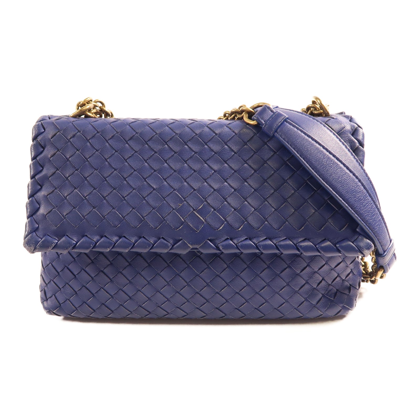 BOTTEGA VENETA 【激減優惠】織紋皮革Chain Shoulder金扣鏈帶肩背袋