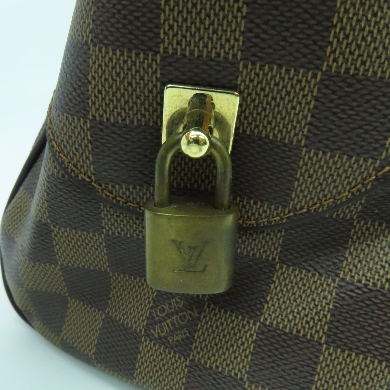 LOUIS VUITTON 【清倉大減價】Damier Ebene Duomo金扣手挽袋啡色
