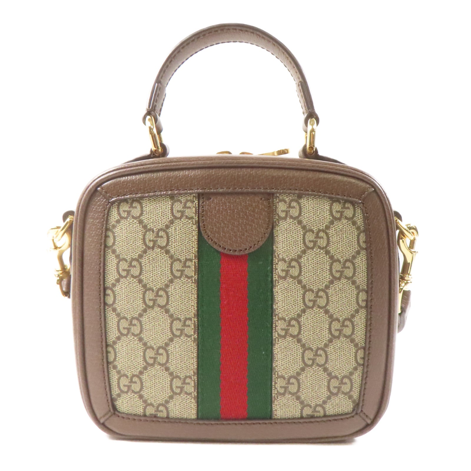 GUCCI 塗層帆布2 Way Shoulder金扣手挽肩背兩用袋啡色
