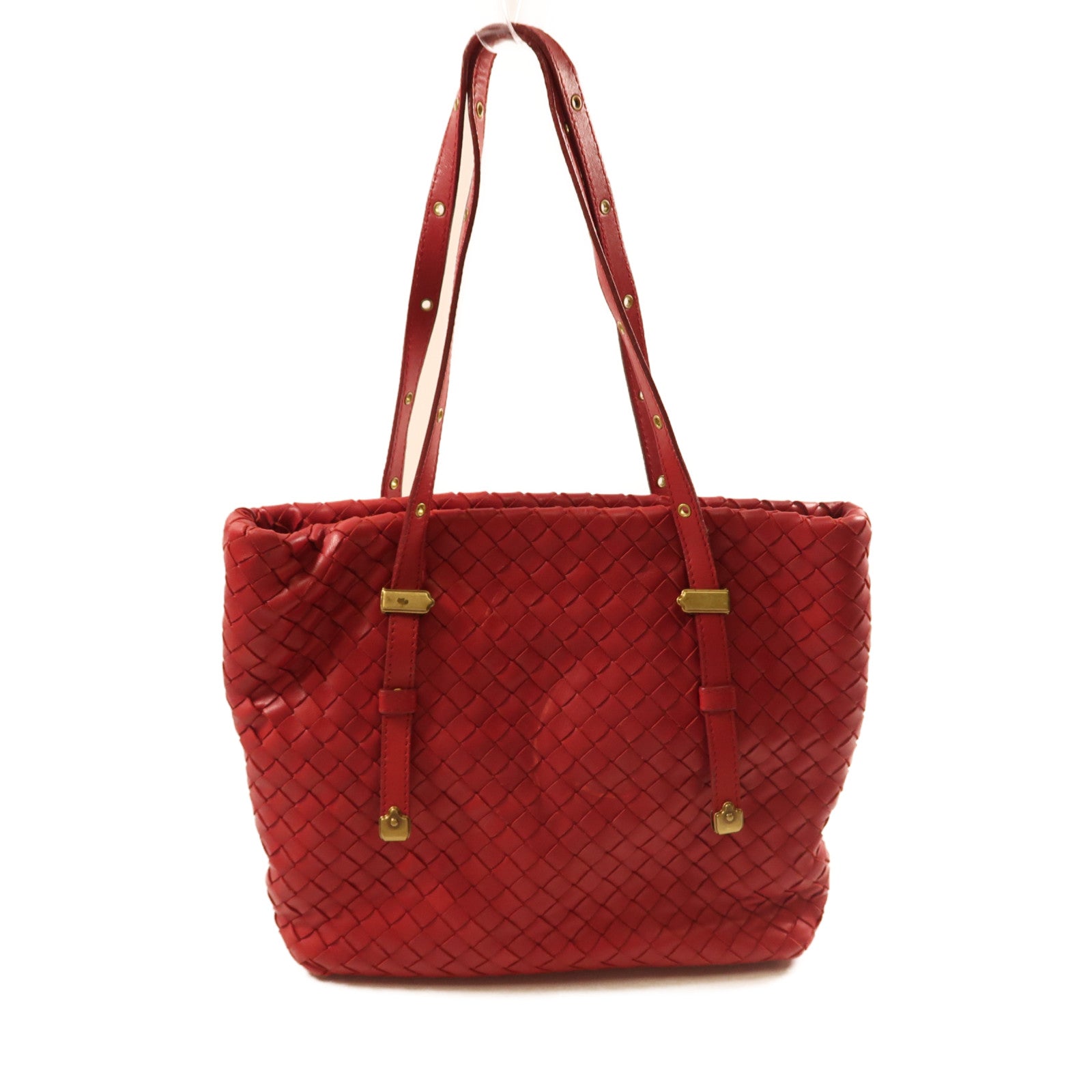 BOTTEGA VENETA 牛皮皮革2 Way Shoulder金扣手挽肩背兩用袋紅色