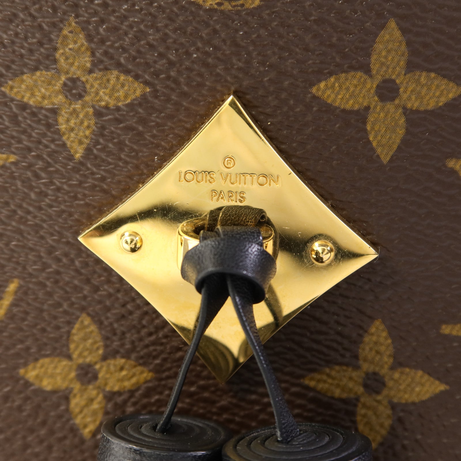 LOUIS VUITTON Monogram Saintonge金扣手挽袋棕色