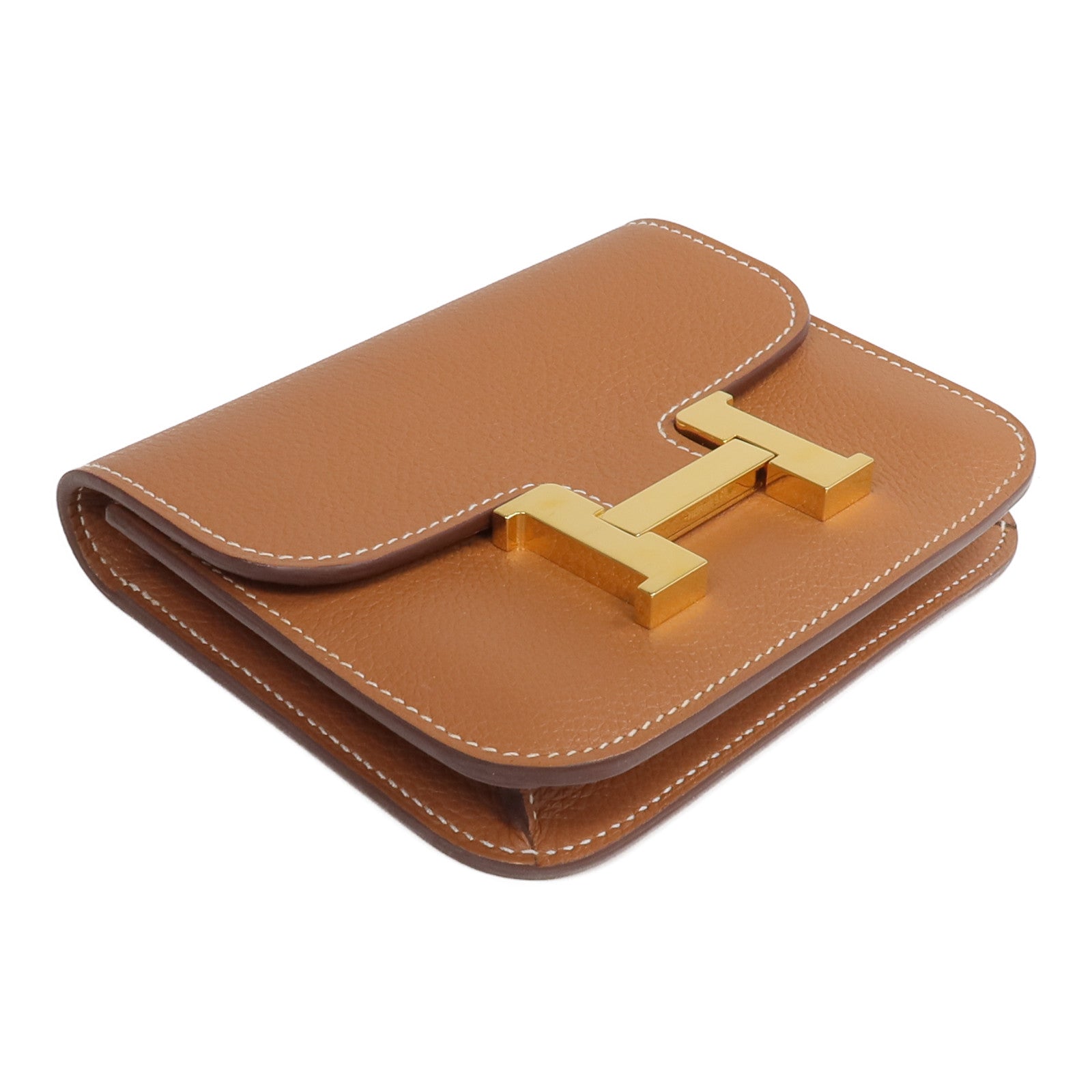 HERMES Evercolor皮革Constance Slim Wallet錢包Gold