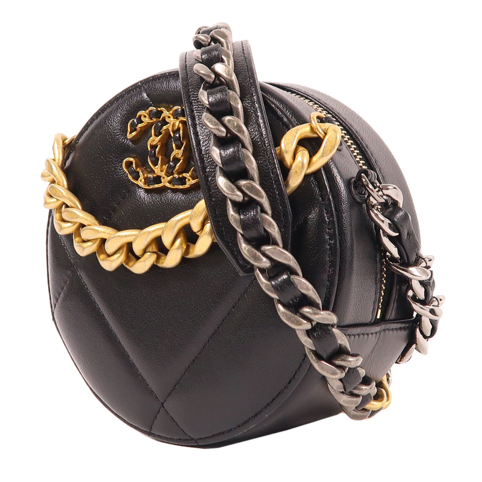 CHANEL CC GHW Chain Shoulder Bag Leather Black