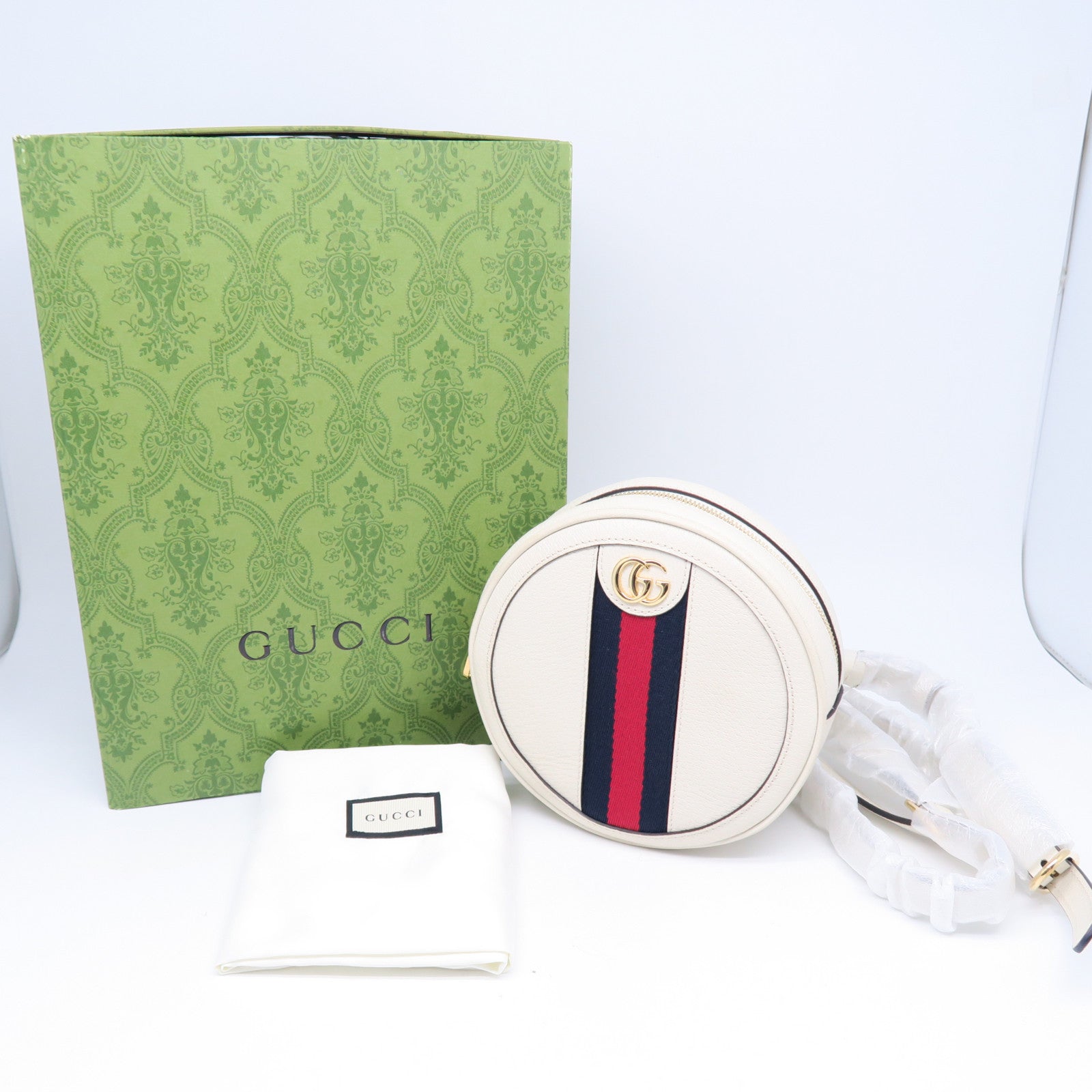 GUCCI 【清倉大減價】牛皮皮革Ophidia Mini Backpack金扣背包白色