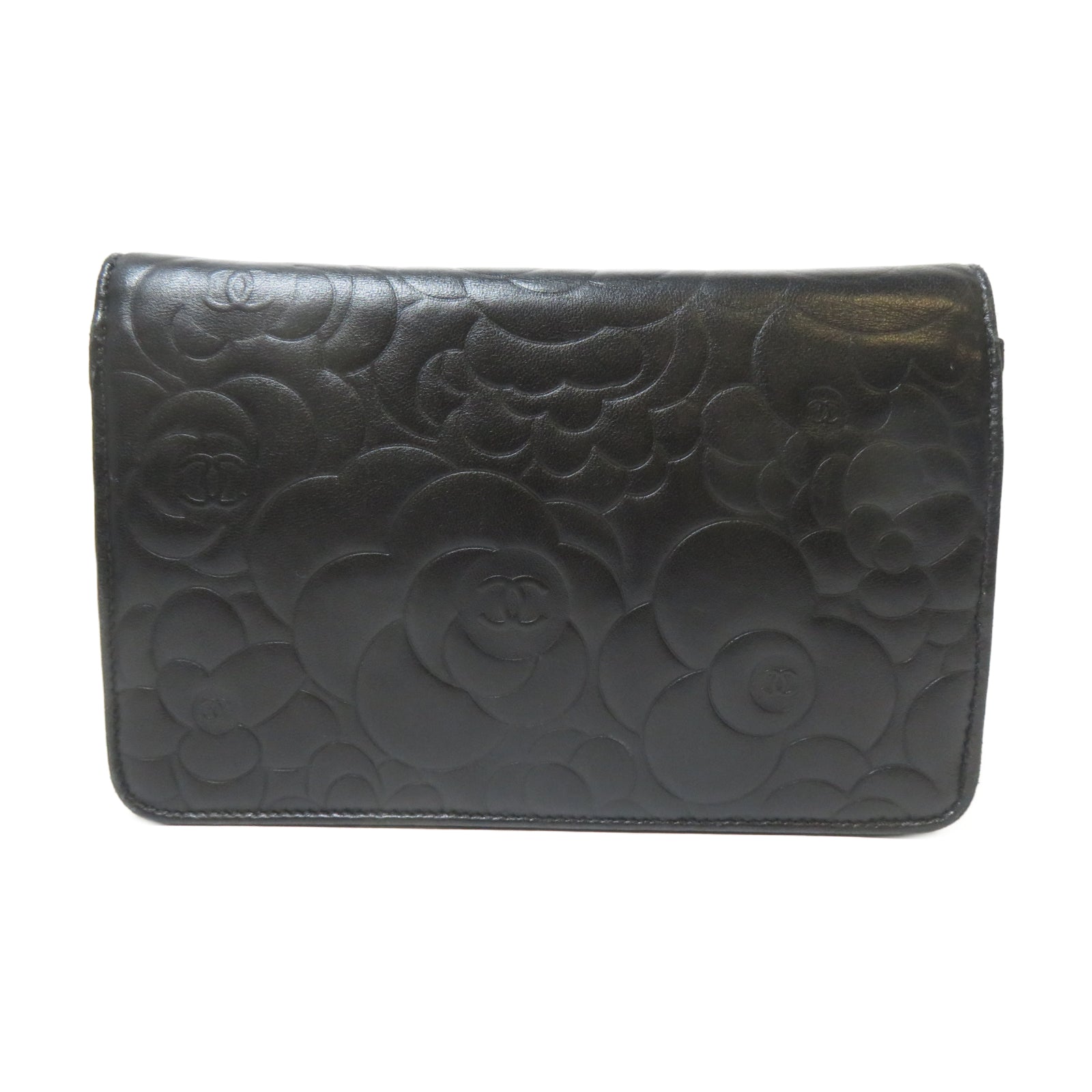 CHANEL 【激減優惠】羊皮皮革Camellia Wallet On Chain銀扣鏈帶肩背袋黑色