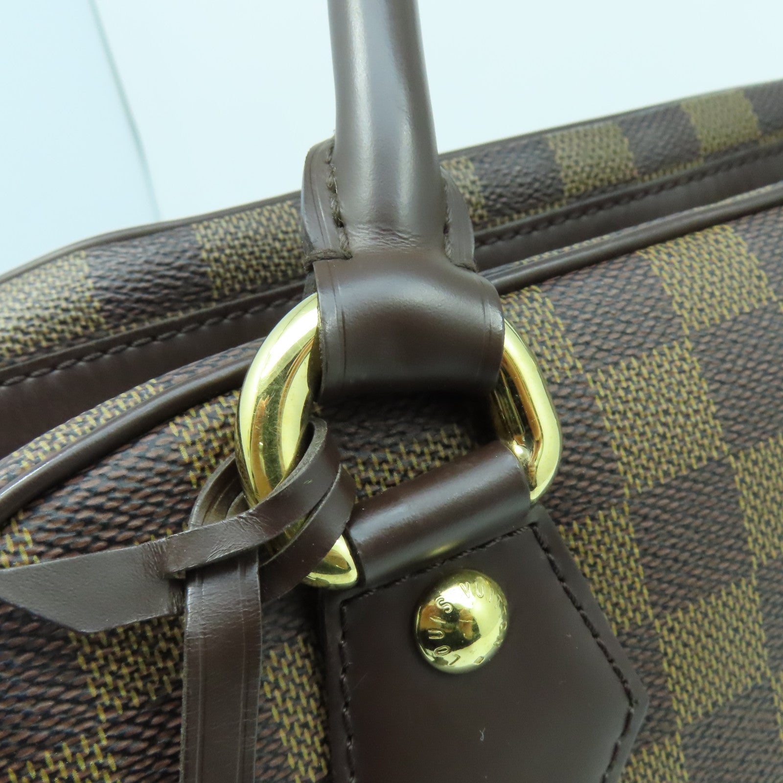 LOUIS VUITTON 【清倉大減價】Damier Ebene Duomo金扣手挽袋啡色