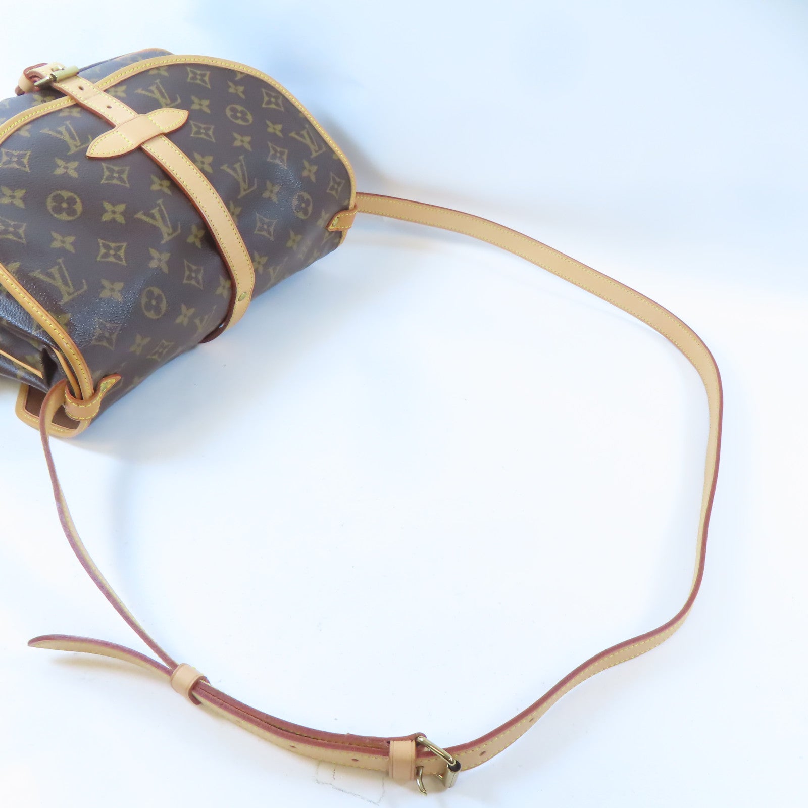 LOUIS VUITTON Monogram Saumur 30金扣肩背袋棕色