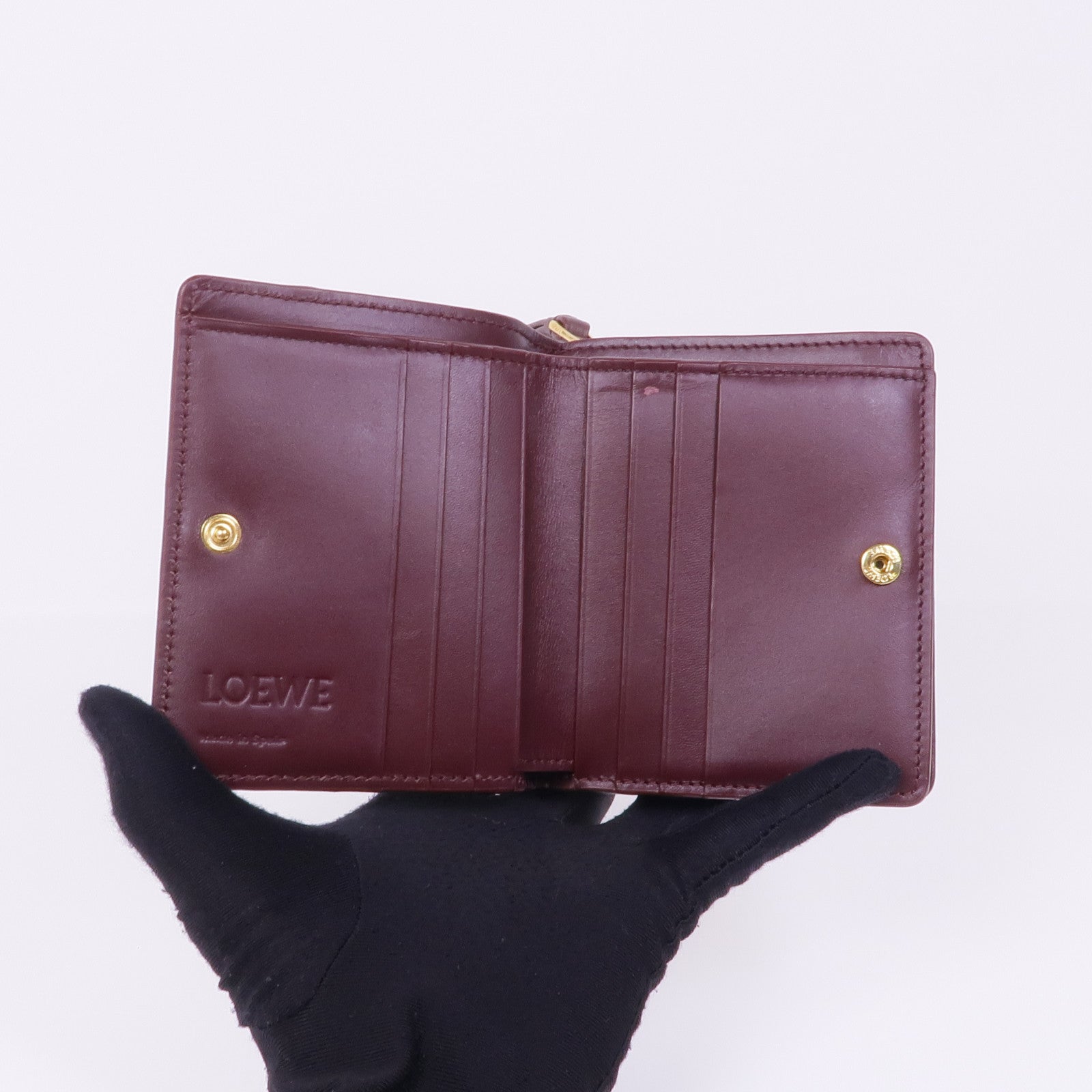 LOEWE 牛皮皮革Puzzle Compact Zip Wallet金扣錢包