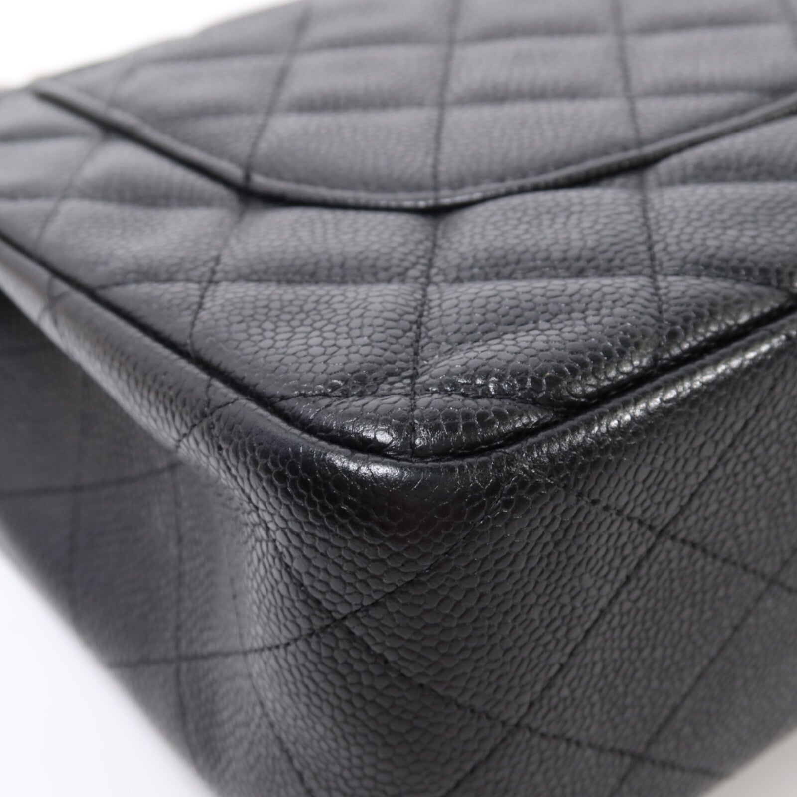 CHANEL 牛皮皮革Large Classic銀扣鏈帶肩背袋