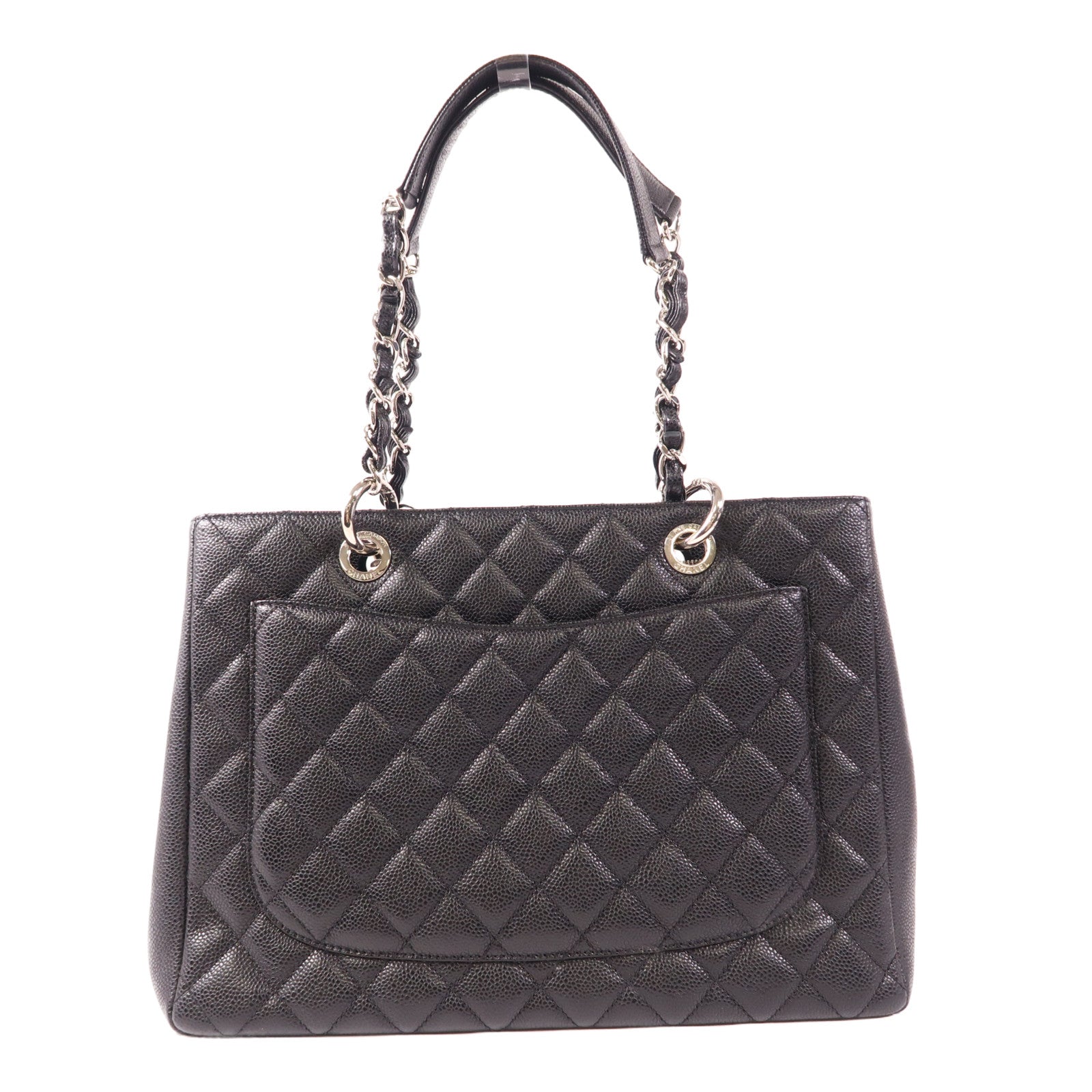 CHANEL 牛皮皮革GST Grand Shopping Tote Bag銀扣鏈帶肩背袋