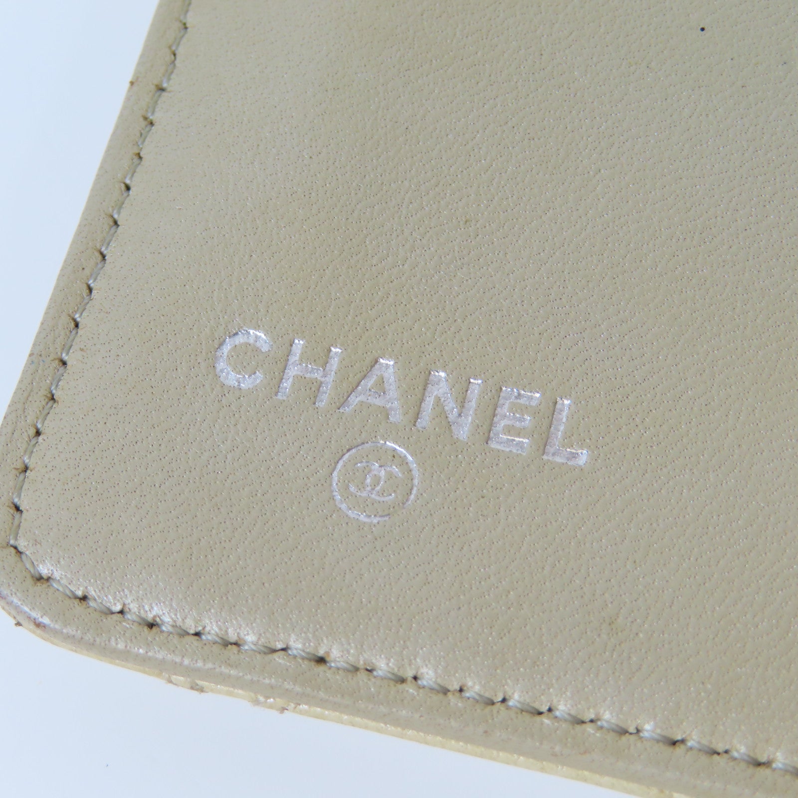 CHANEL 【激減優惠】菱格牛皮皮革Long Wallet銀扣長錢包米色