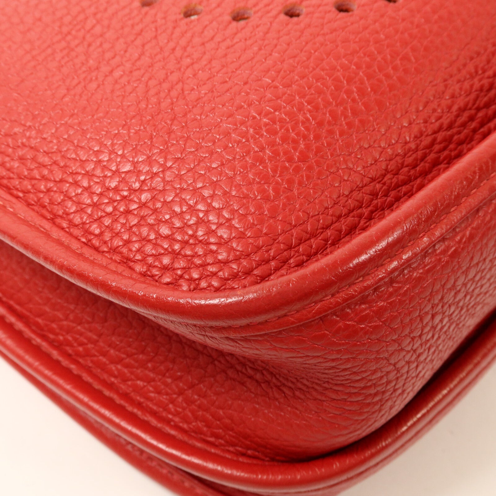 HERMES Clemence皮革Evelyne PM肩背袋Rouge Casaque