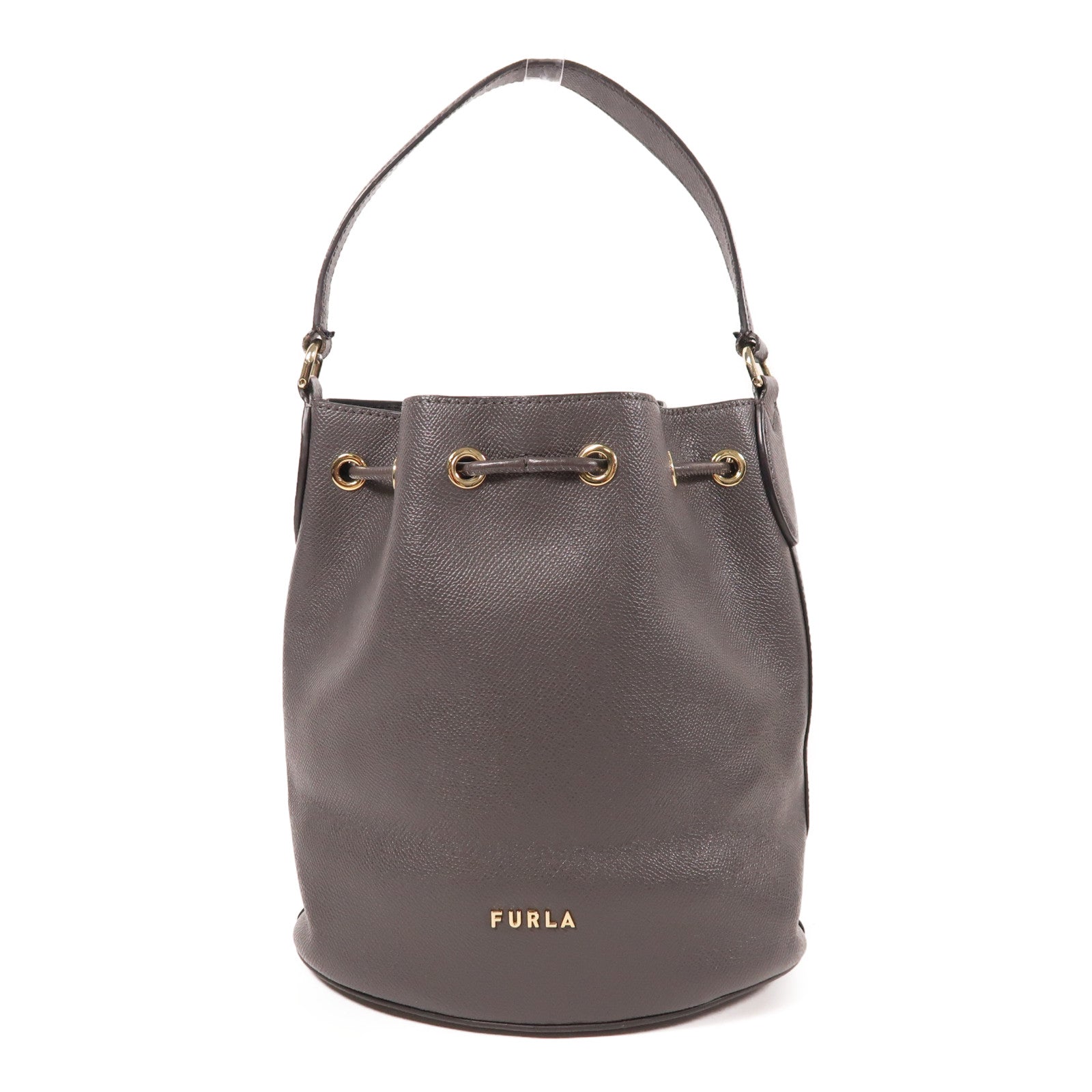 Furla 牛皮皮革Bucket Bag金扣手挽肩背兩用袋