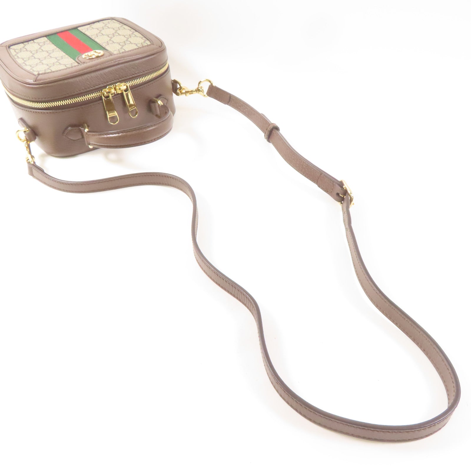 GUCCI 塗層帆布2 Way Shoulder金扣手挽肩背兩用袋啡色