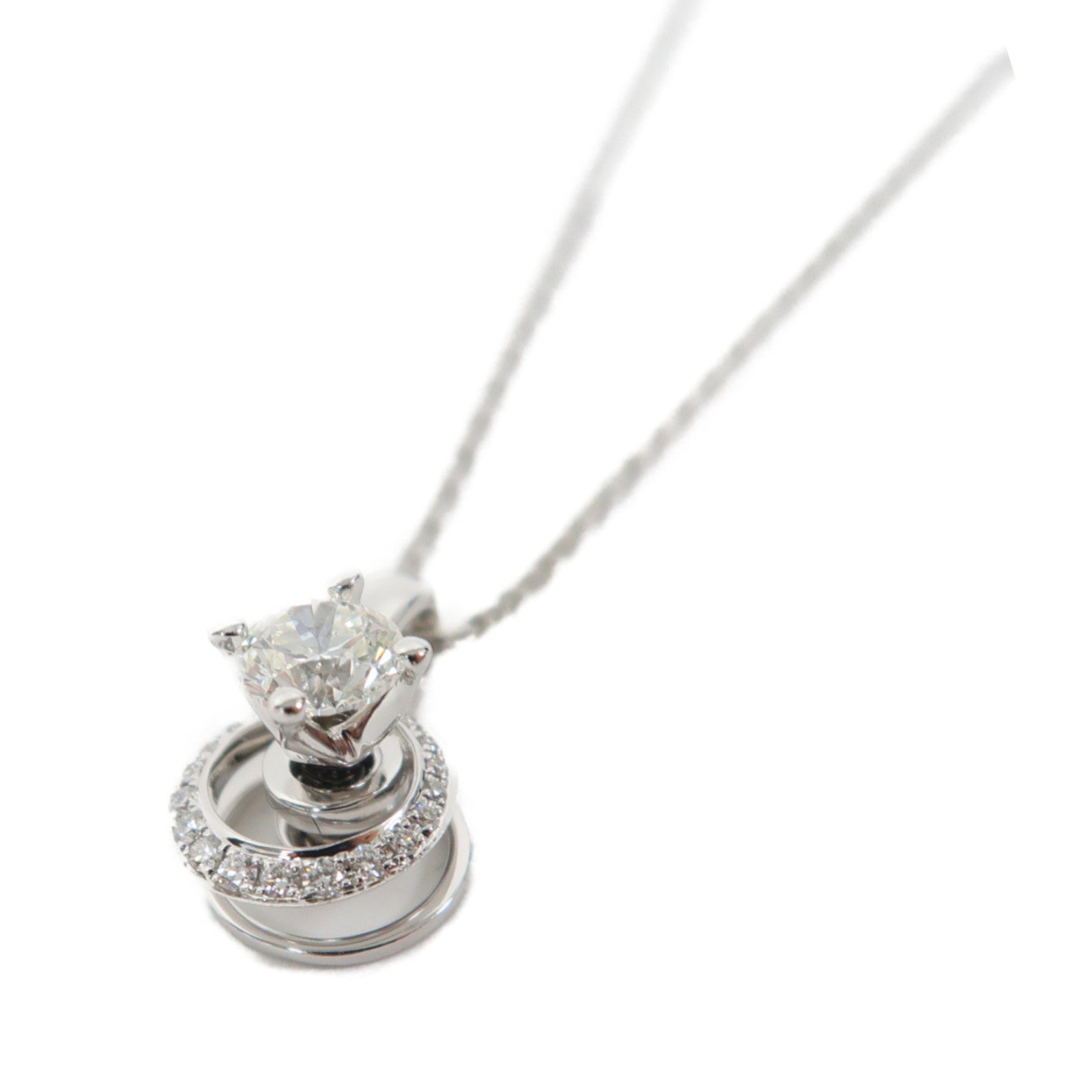 JEWELRY 18K白金/925純銀Diamond Necklace 0.71ct鑽石項鏈銀色