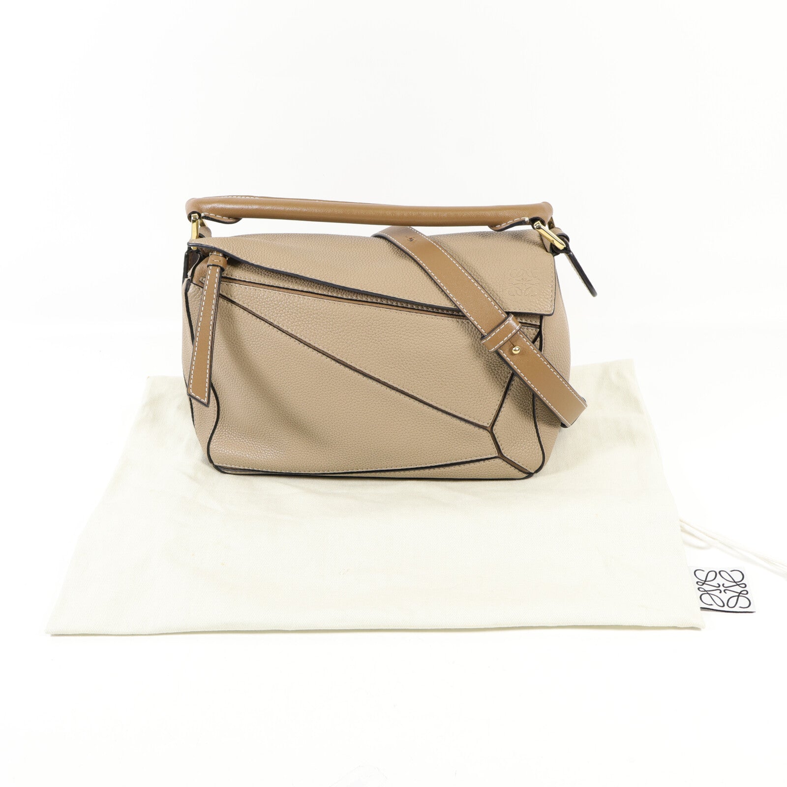 LOEWE 牛皮皮革Puzzle Small金扣手挽肩背兩用袋