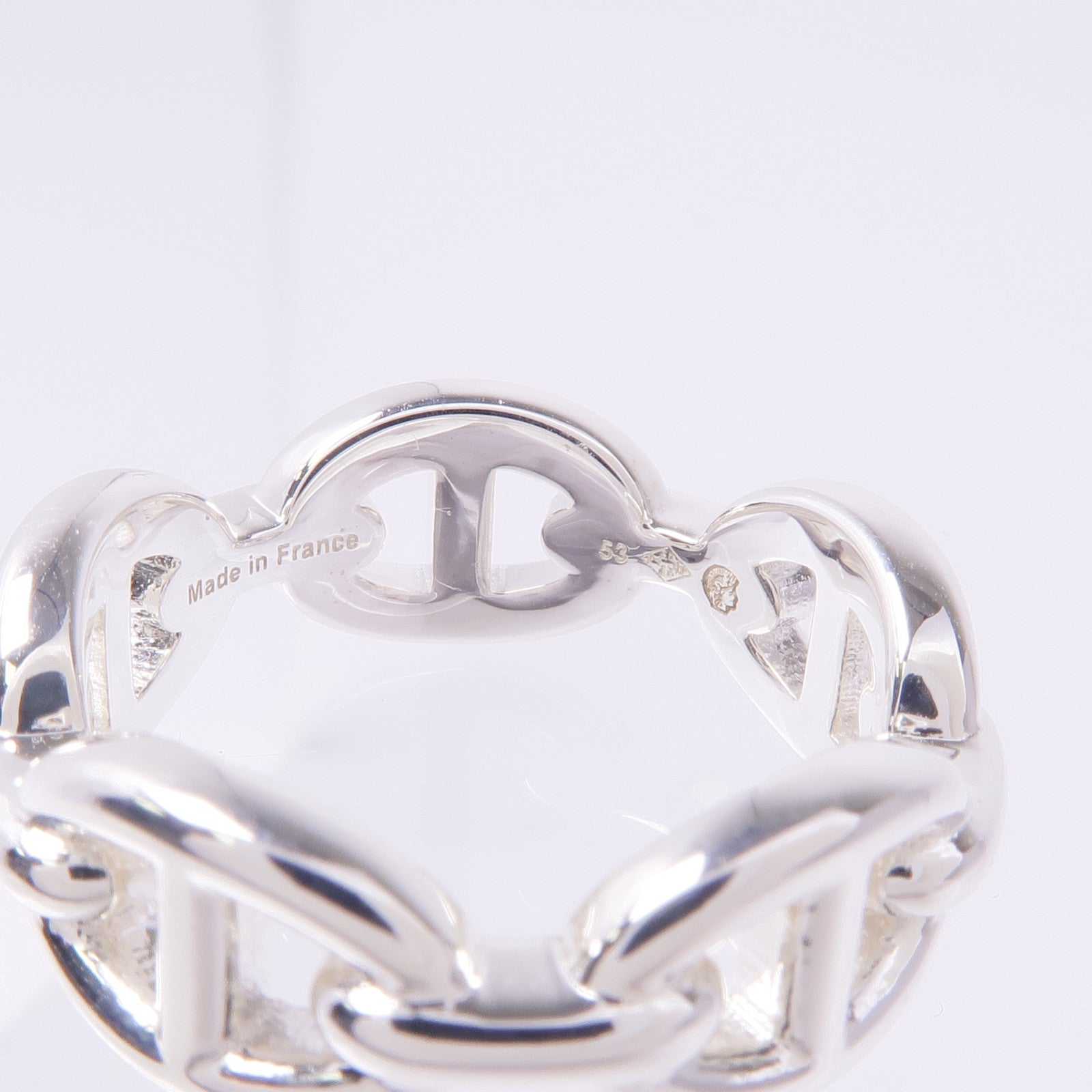 HERMES 925純銀Chaine d'ancre Enchainee Ring戒指Hermes#53/US#6.5