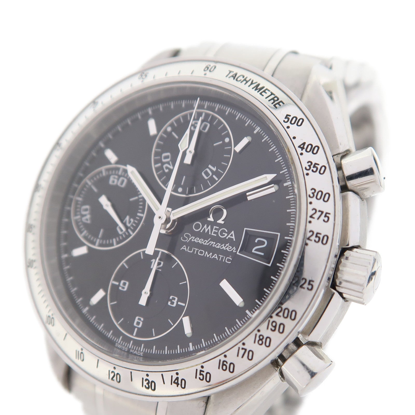 OMEGA Speedmaster Date不鏽鋼手錶自動機芯黑色