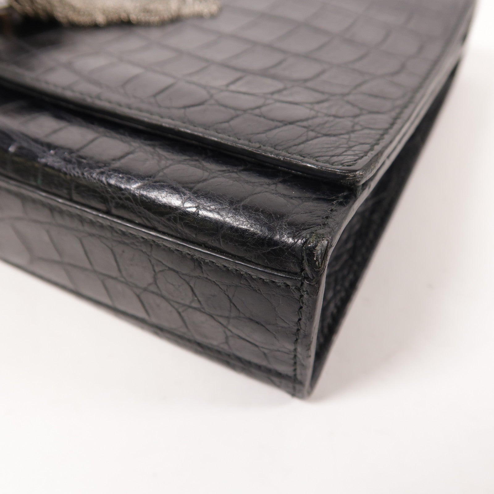 YVES SAINT LAURENT 牛皮皮革Kate Tassel銀扣鏈帶肩背袋