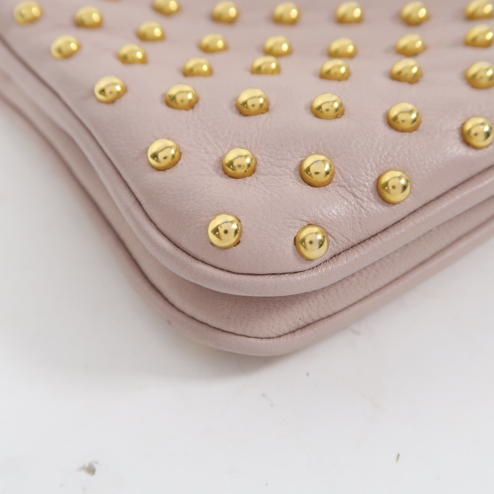 Miu Miu 牛皮皮革Shoulder Bag金扣肩背袋粉紅色