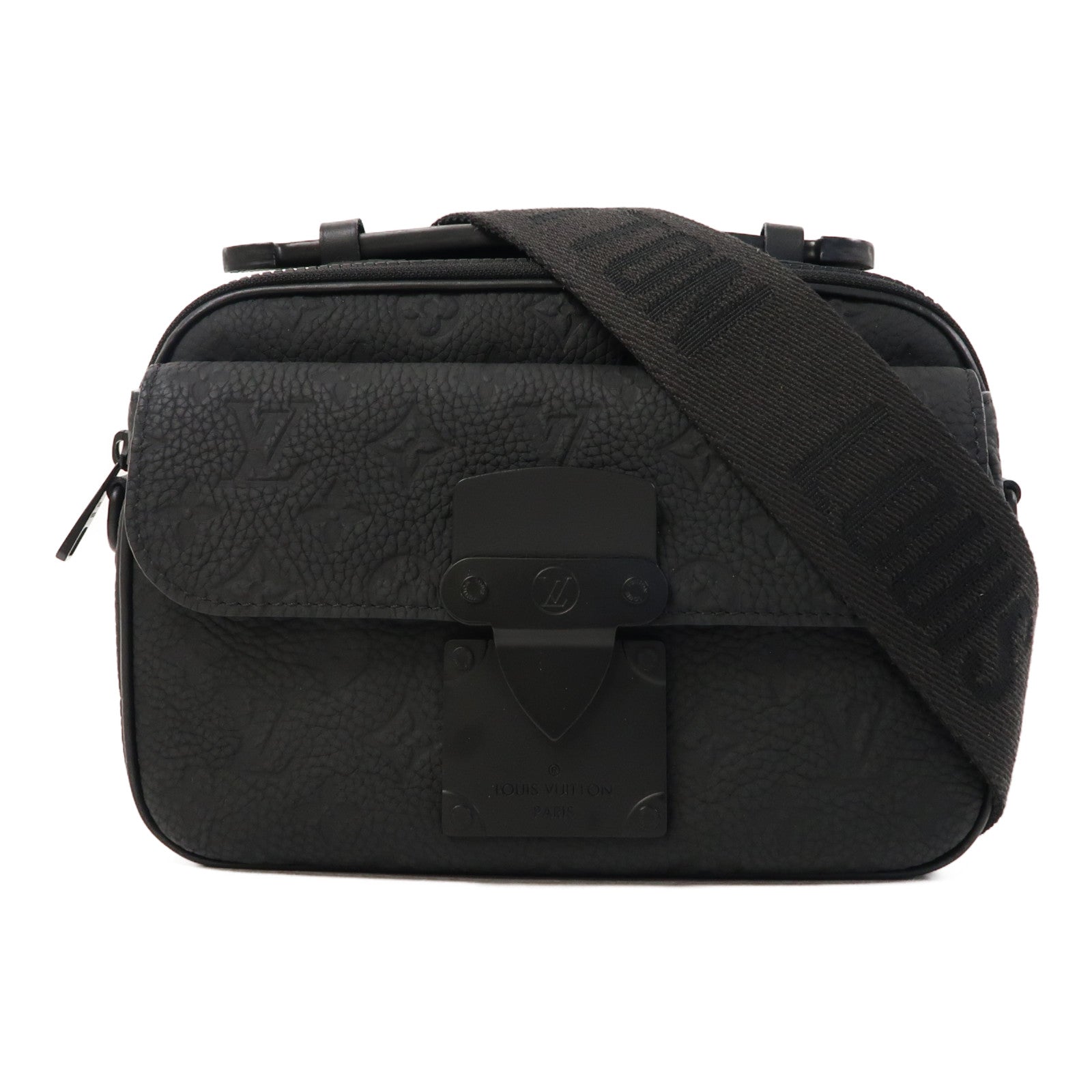 LOUIS VUITTON Monogram Taurillon S Lock肩背袋黑色