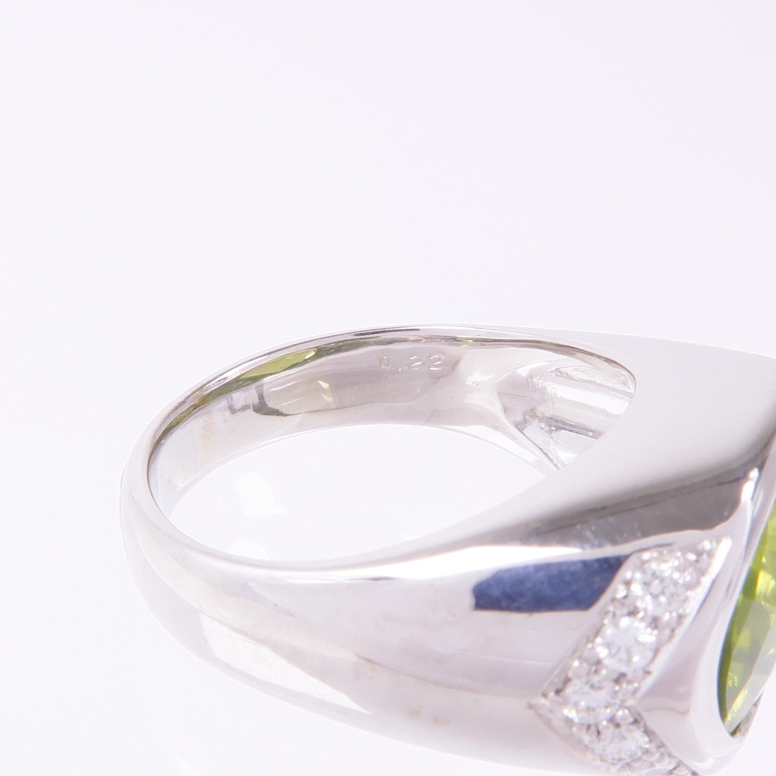 JEWELRY 18K白金Peridot Diamond Ring橄欖石/鑽石戒指US#7