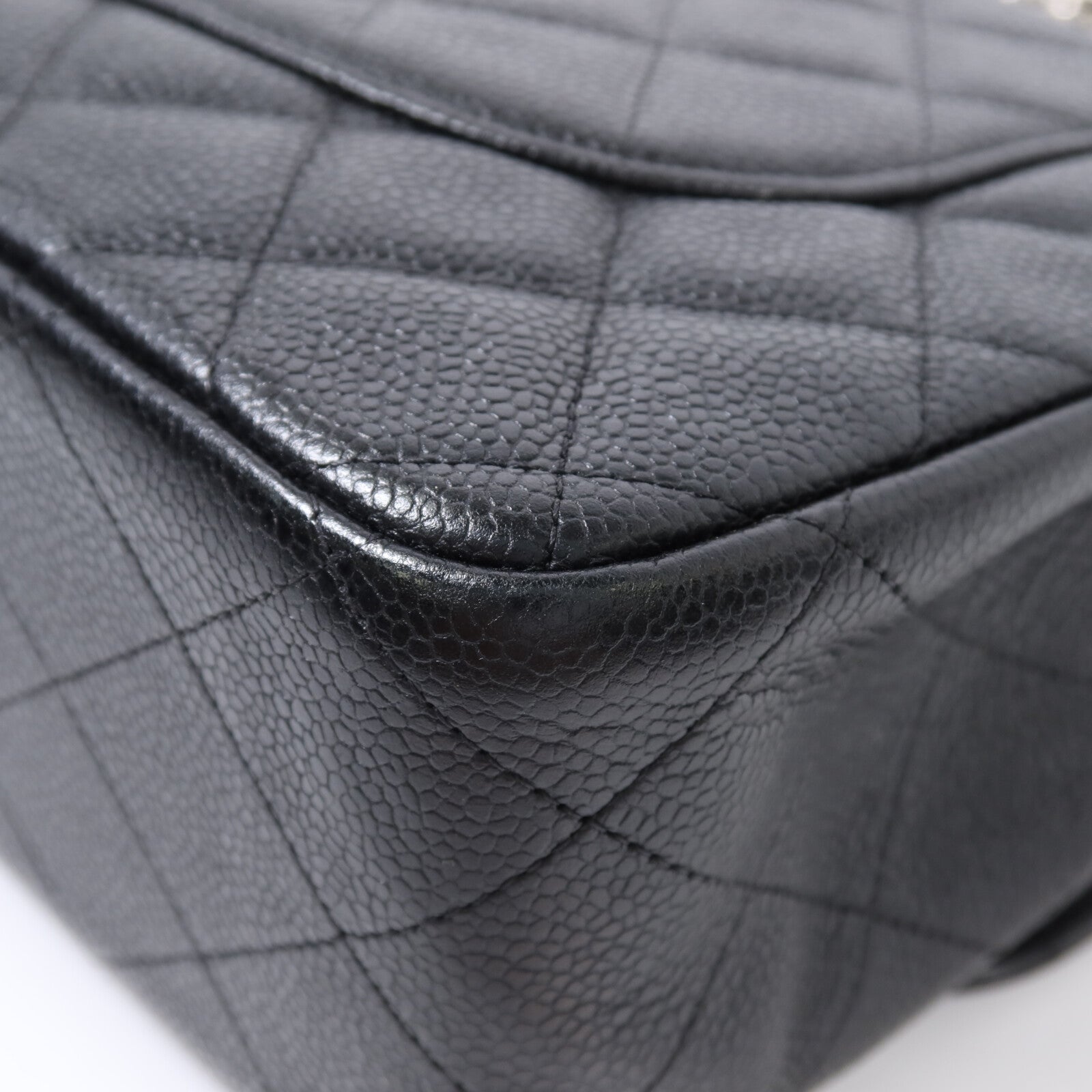 CHANEL 牛皮皮革Large Classic銀扣鏈帶肩背袋